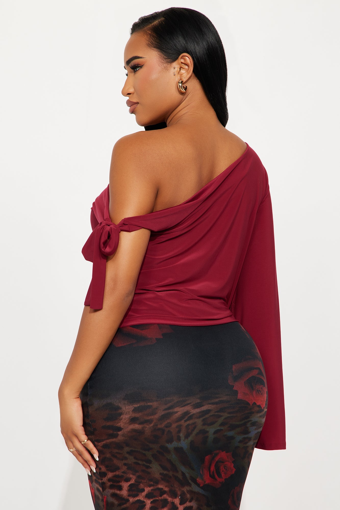 Fortuna Double Lined Off Shoulder Top - Burgundy