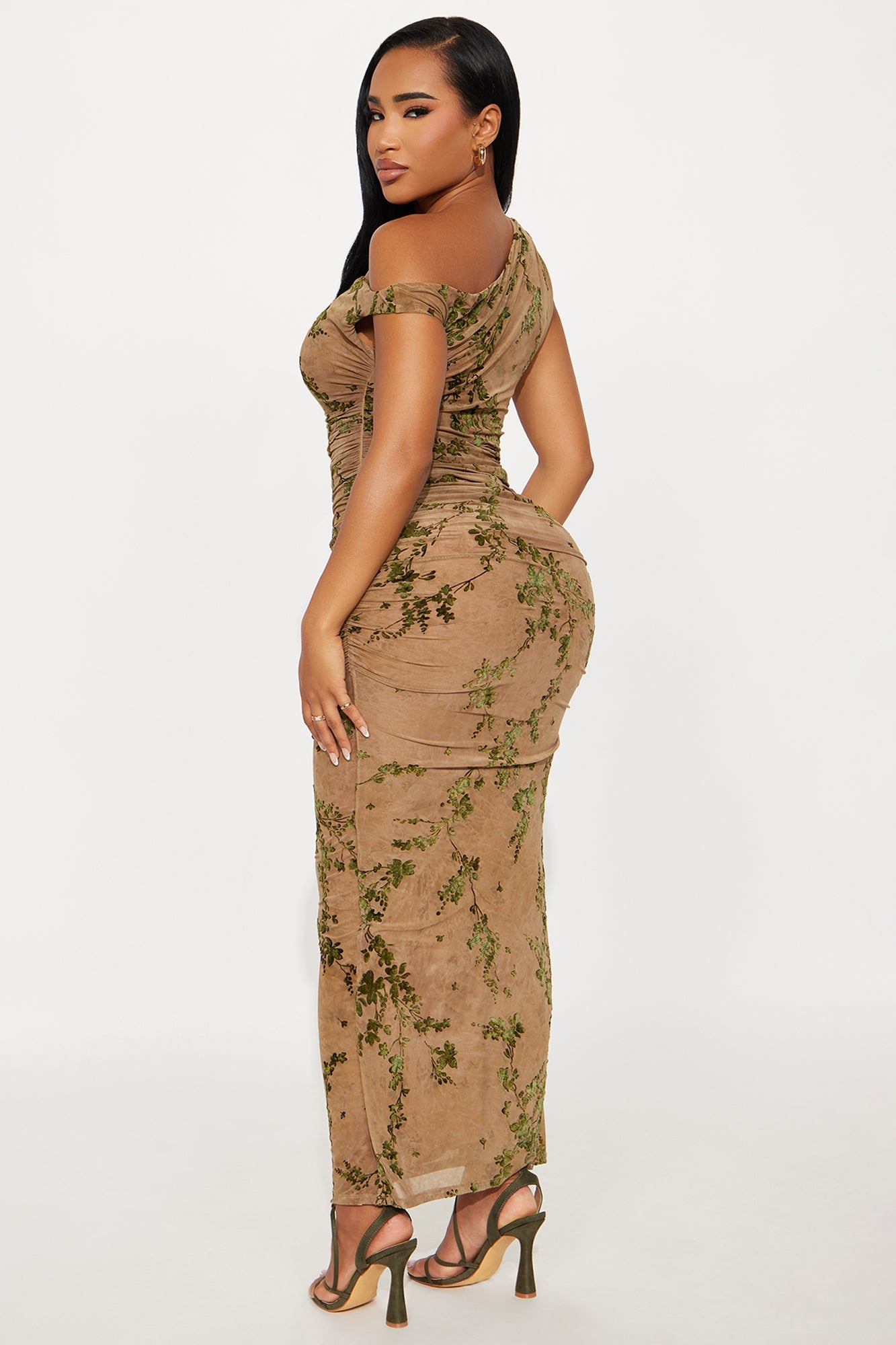 Davina Mesh Maxi Dress - Green/combo