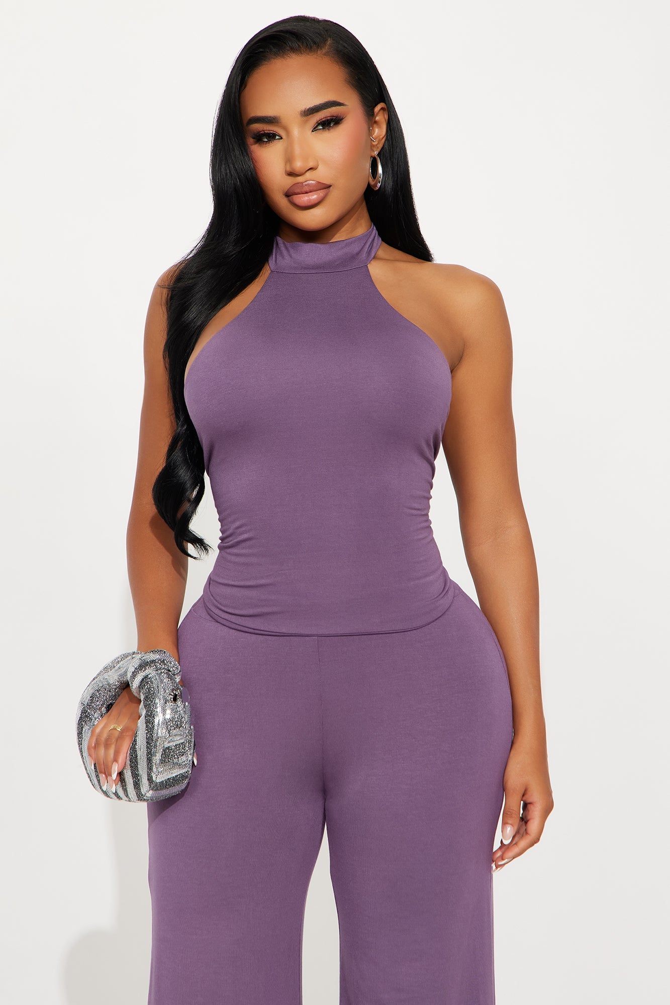 Dark Halo Halter Pant Set - Purple