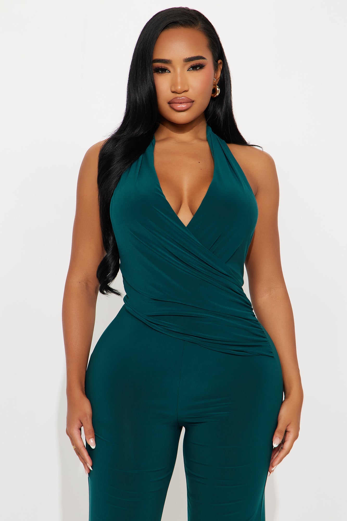 Loren Halter Wide Leg Jumpsuit - Hunter Green