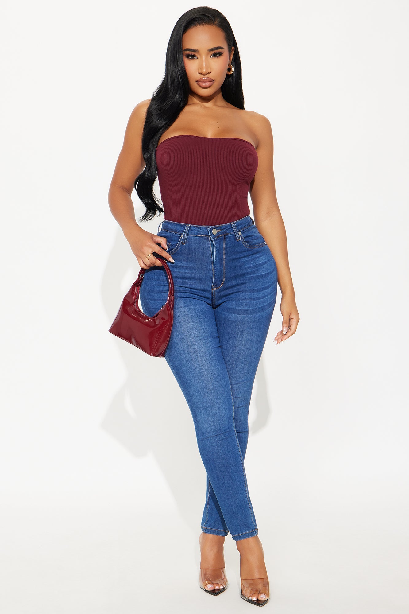 Demi Double Lined Tube Bodysuit - Burgundy