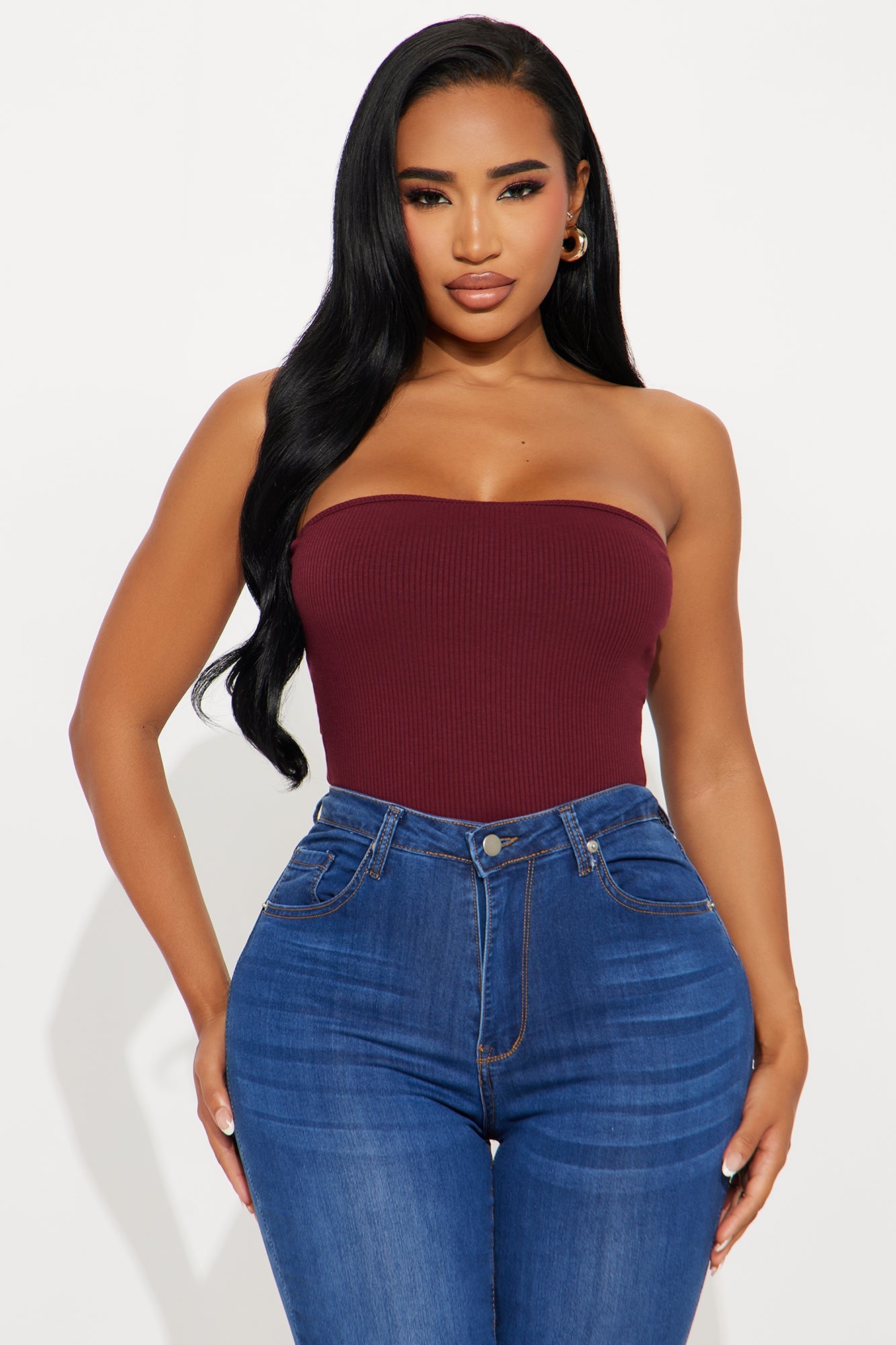 Demi Double Lined Tube Bodysuit - Burgundy