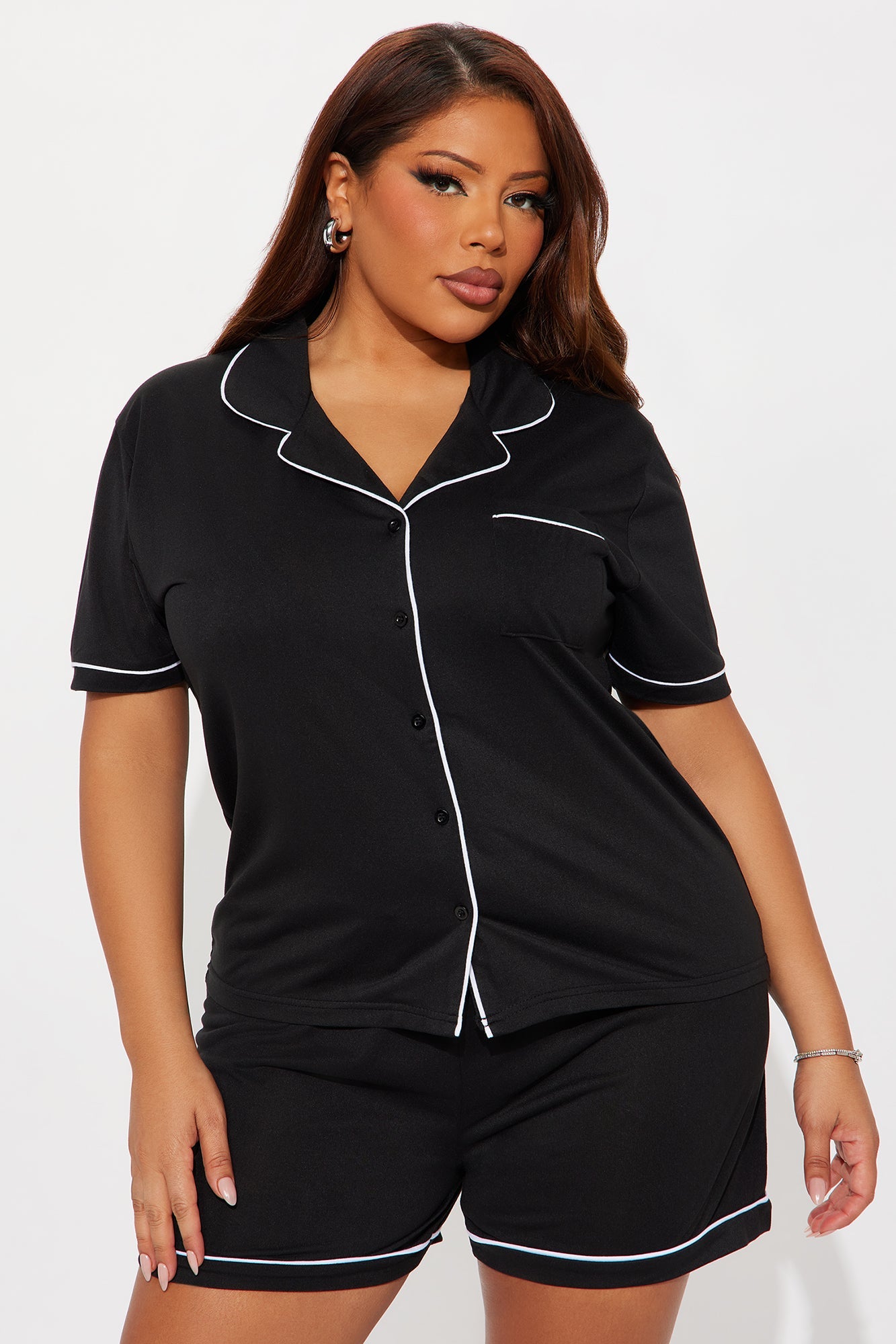 Bedtime Routine 3 Piece PJ Short Set - Black