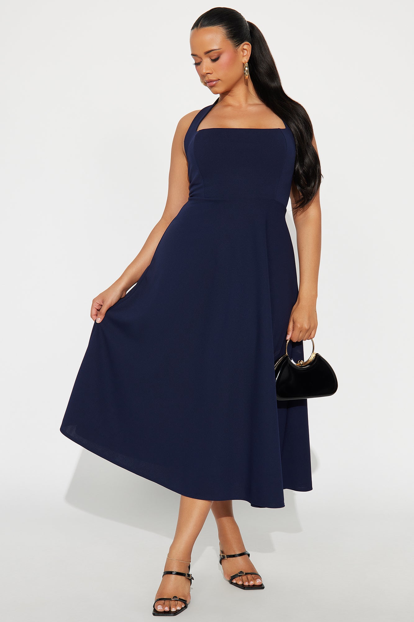 Alena Halter Midi Dress - Navy