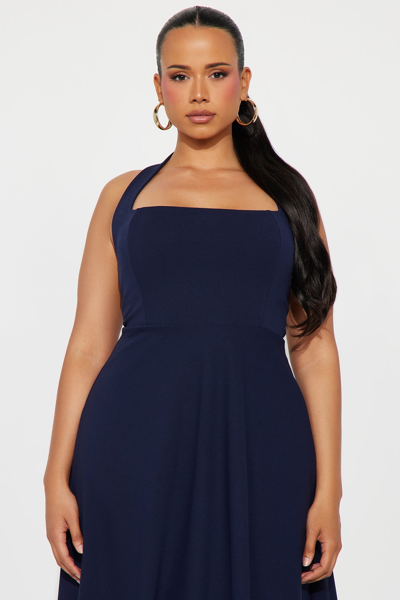 Alena Halter Midi Dress - Navy