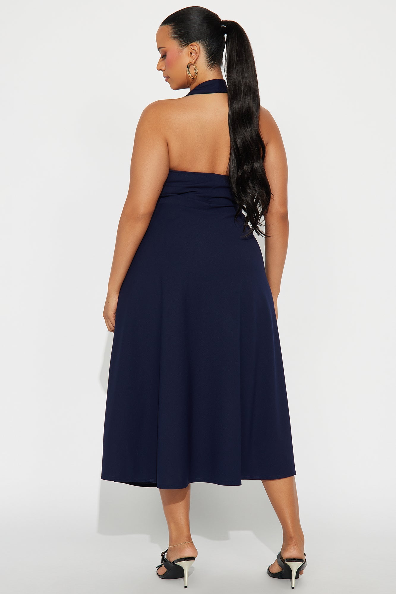 Alena Halter Midi Dress - Navy