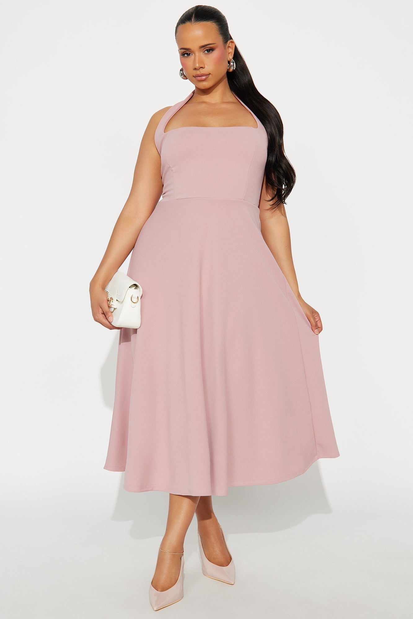 Alena Halter Midi Dress - Mauve