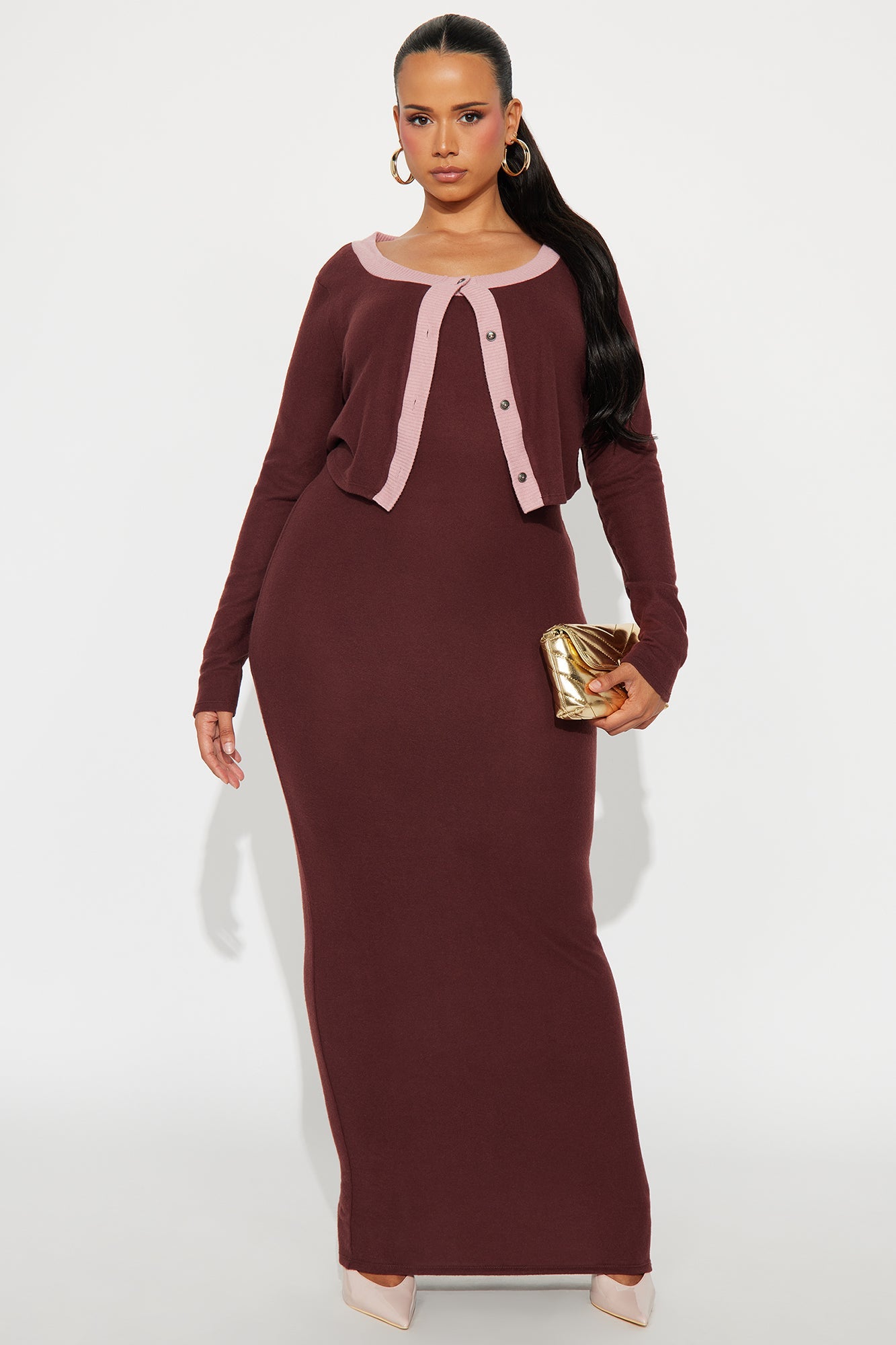 Literally No Maxi Dress Set - Brown/combo