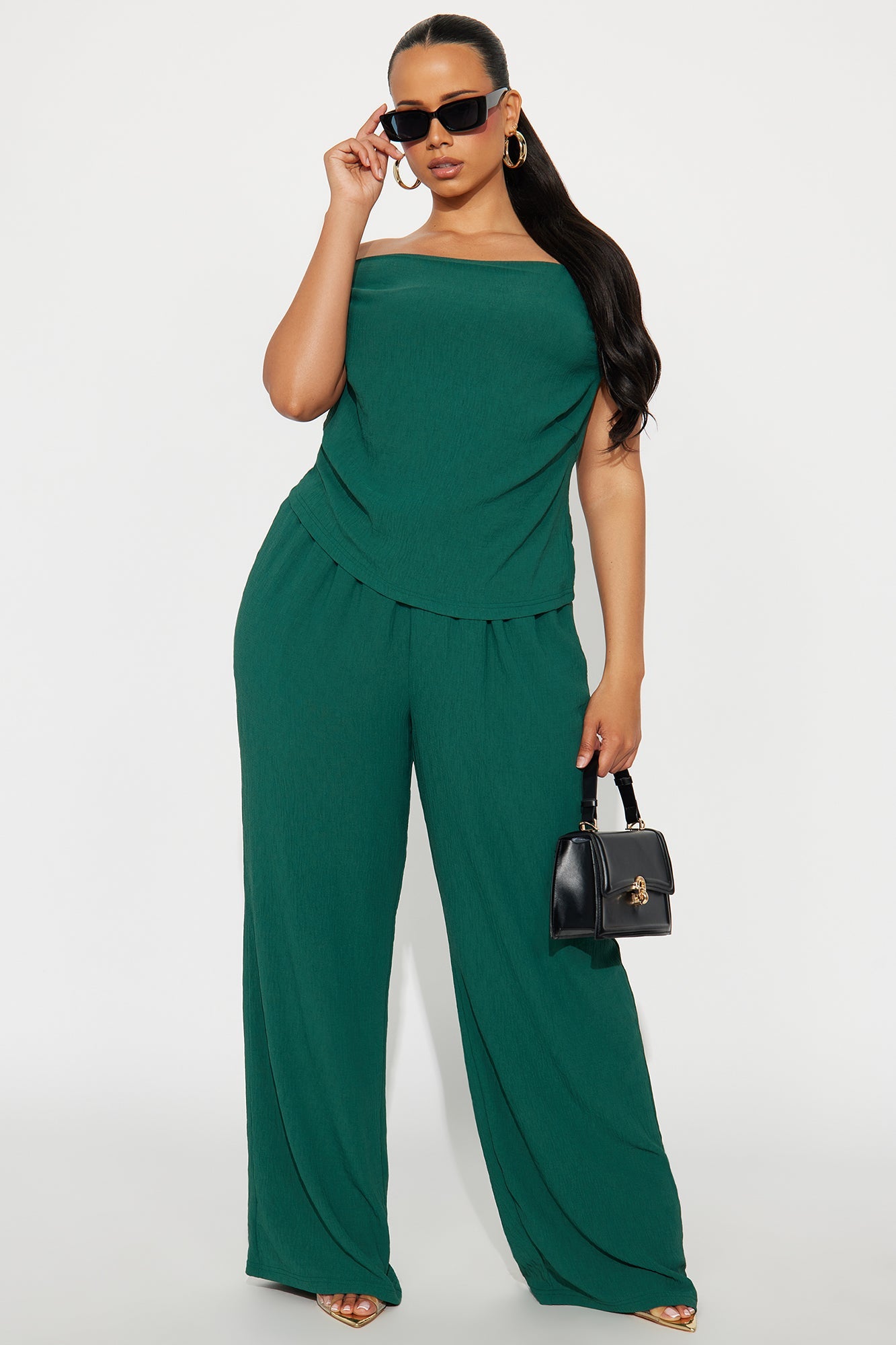 Ana Off Shoulder Pant Set - Hunter
