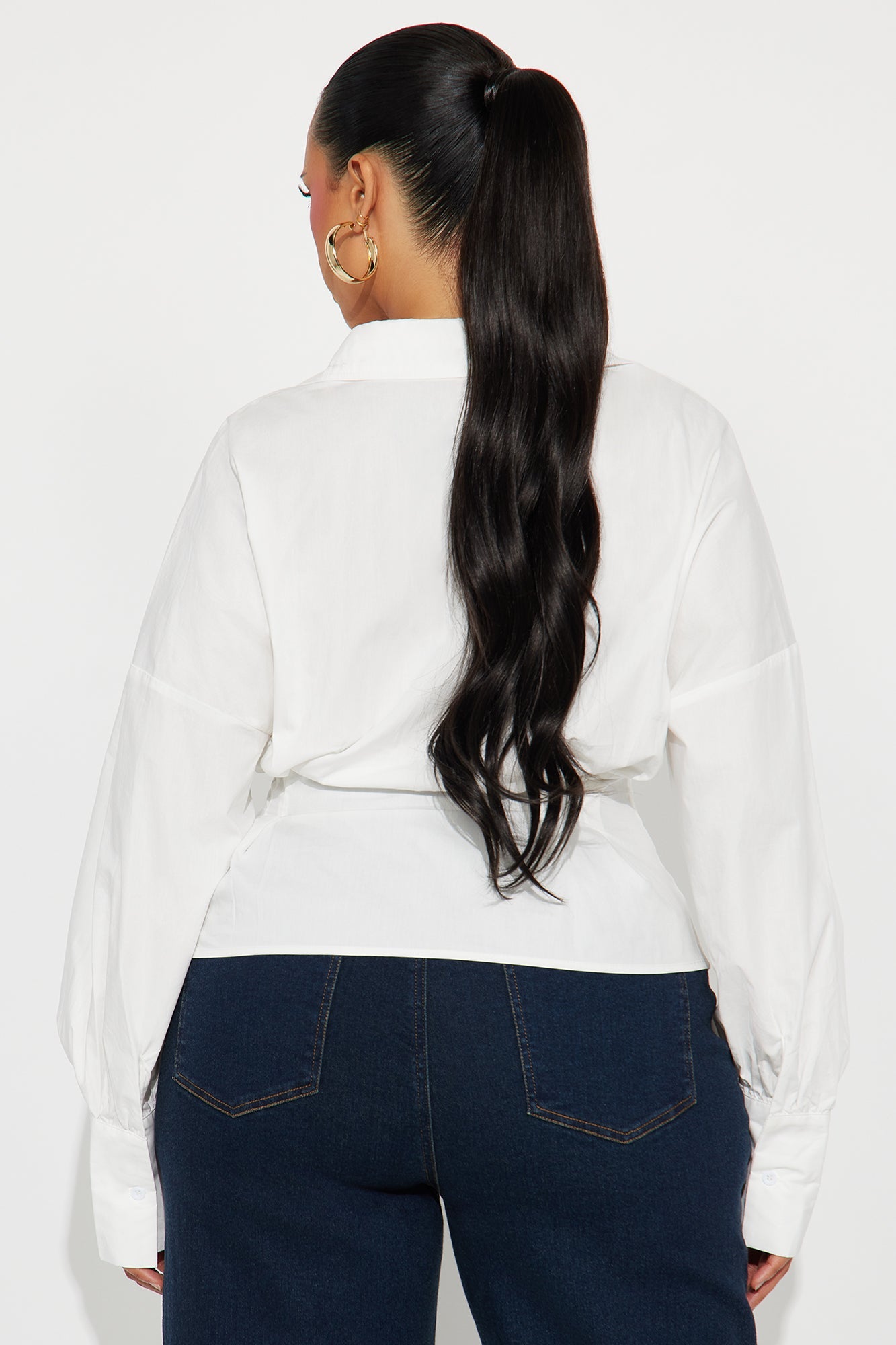 Naya Belted Poplin Belted Shirt - White