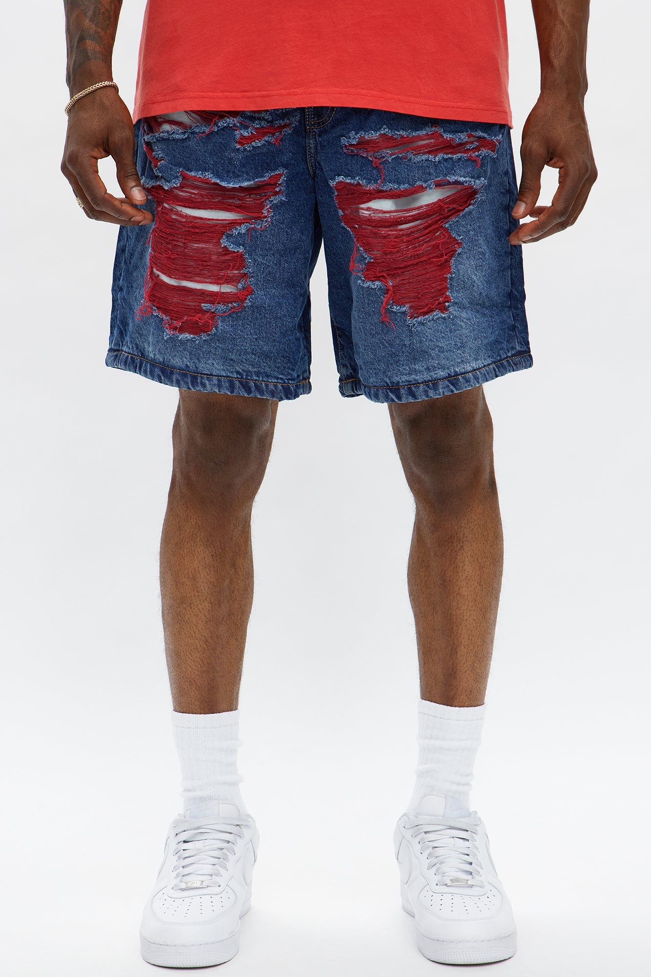 Relaxed We In These Streets Destroyed Denim Shorts - Dark Wash