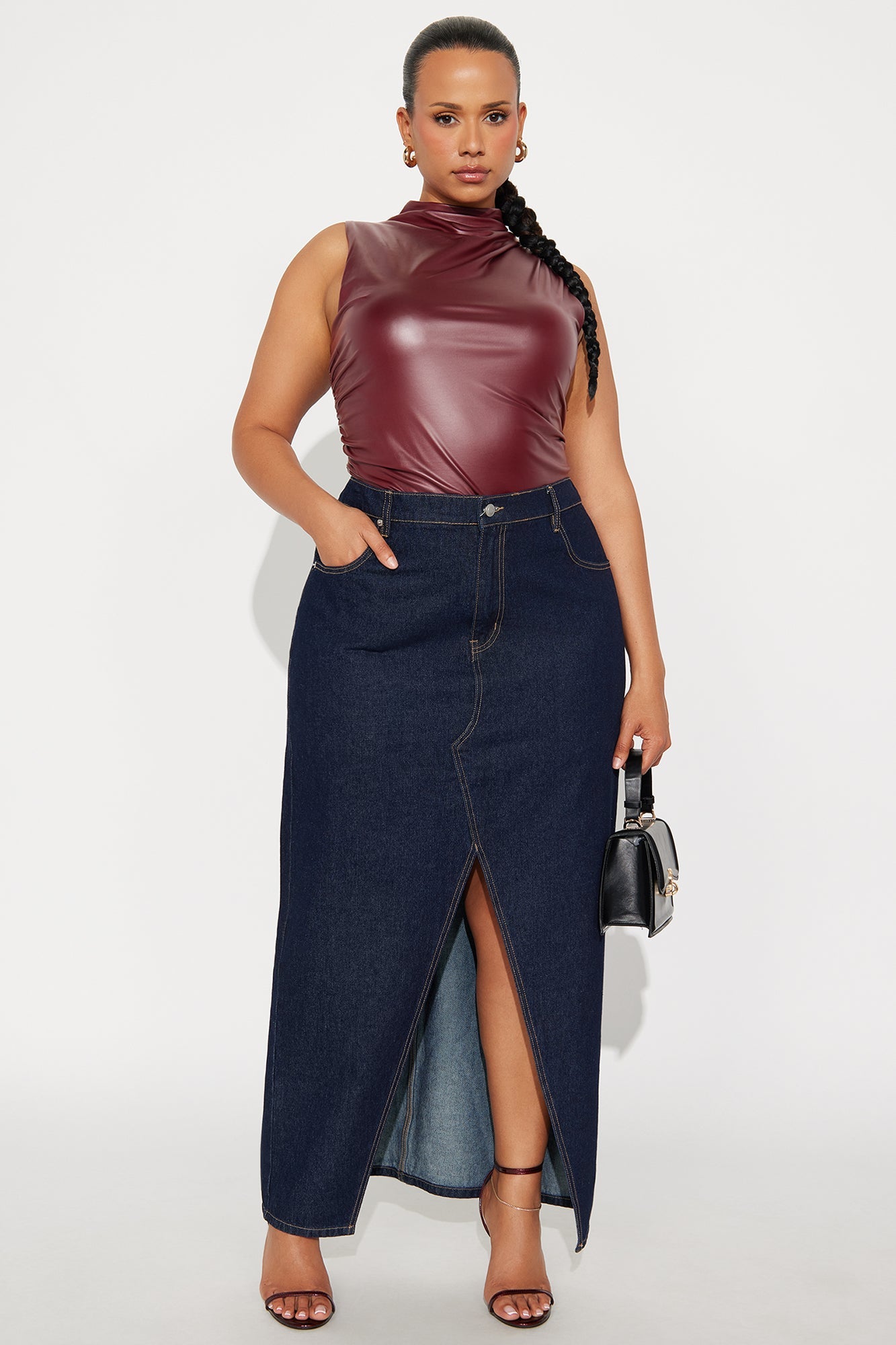 Kourtney Faux Leather Bodysuit - Burgundy