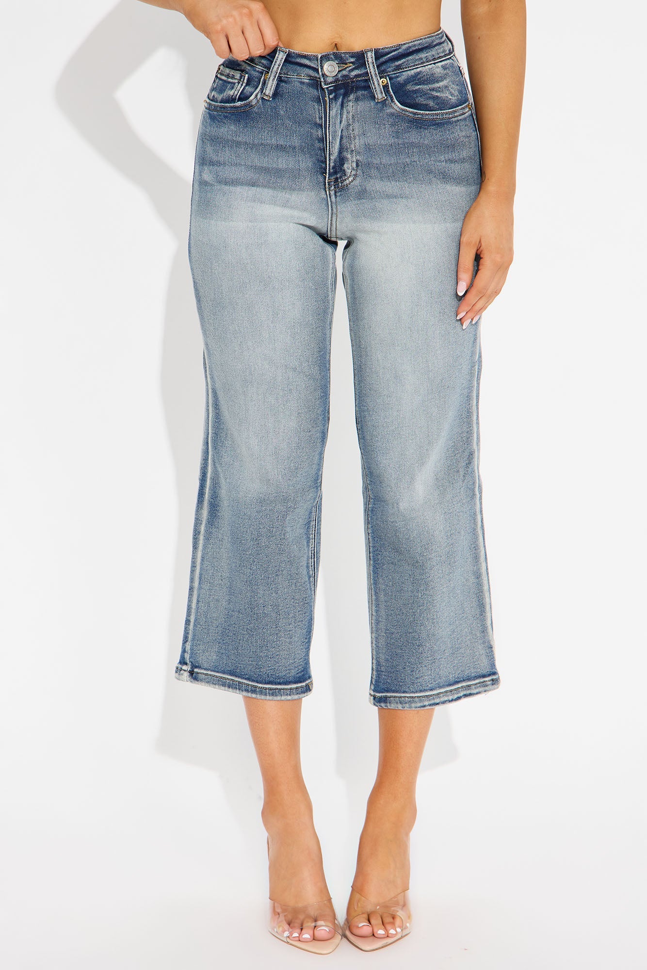 Mainstay Cropped Wide Leg Jeans - Vintage Wash