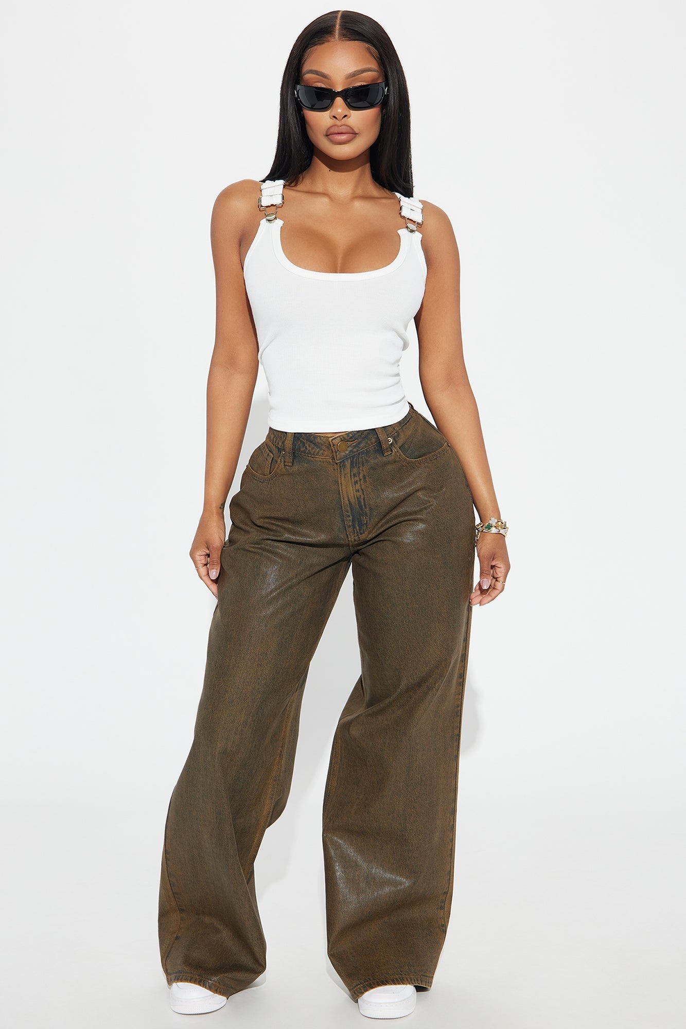 Olivia Overall Tank Top - White