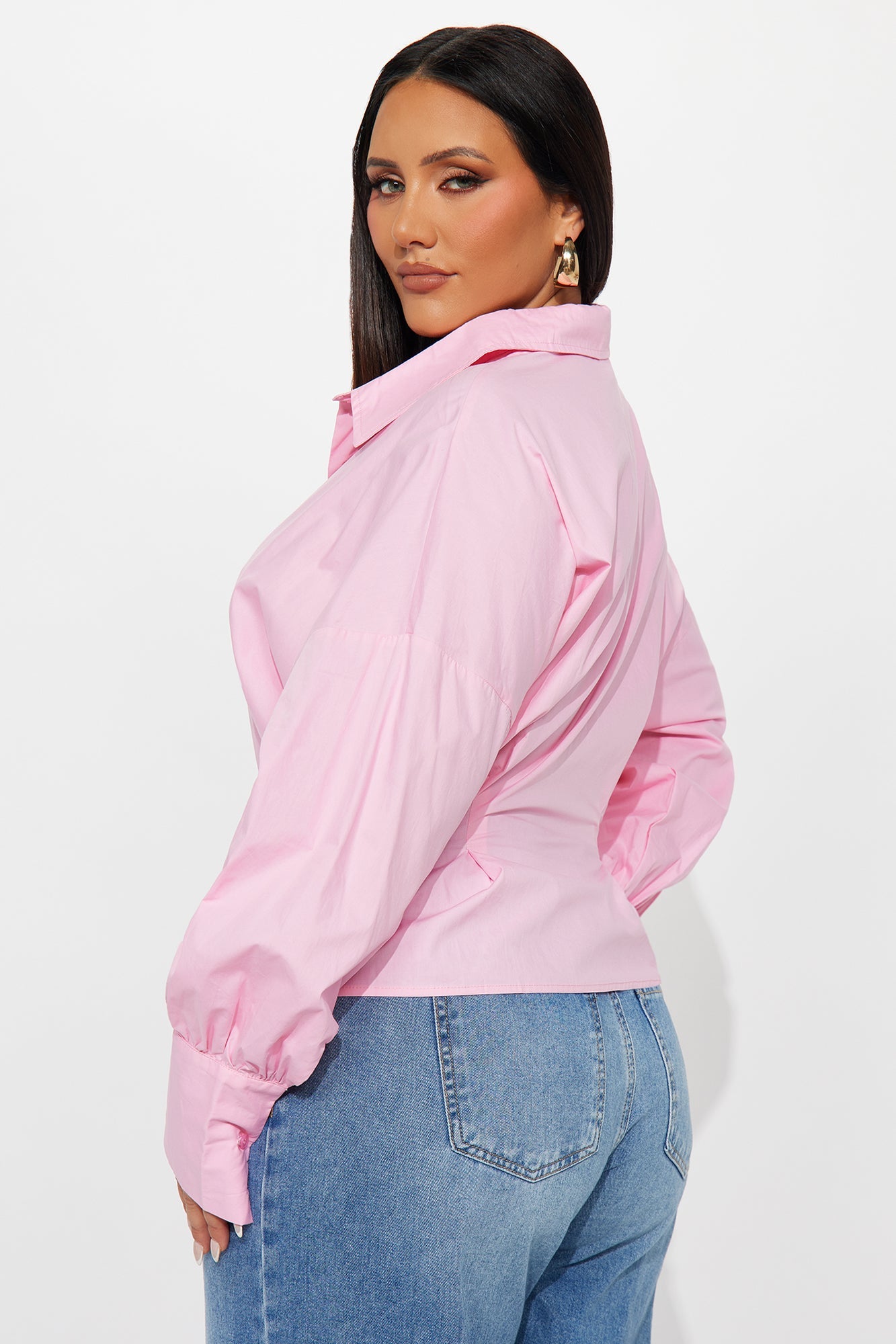 Naya Belted Poplin Belted Shirt - Pink