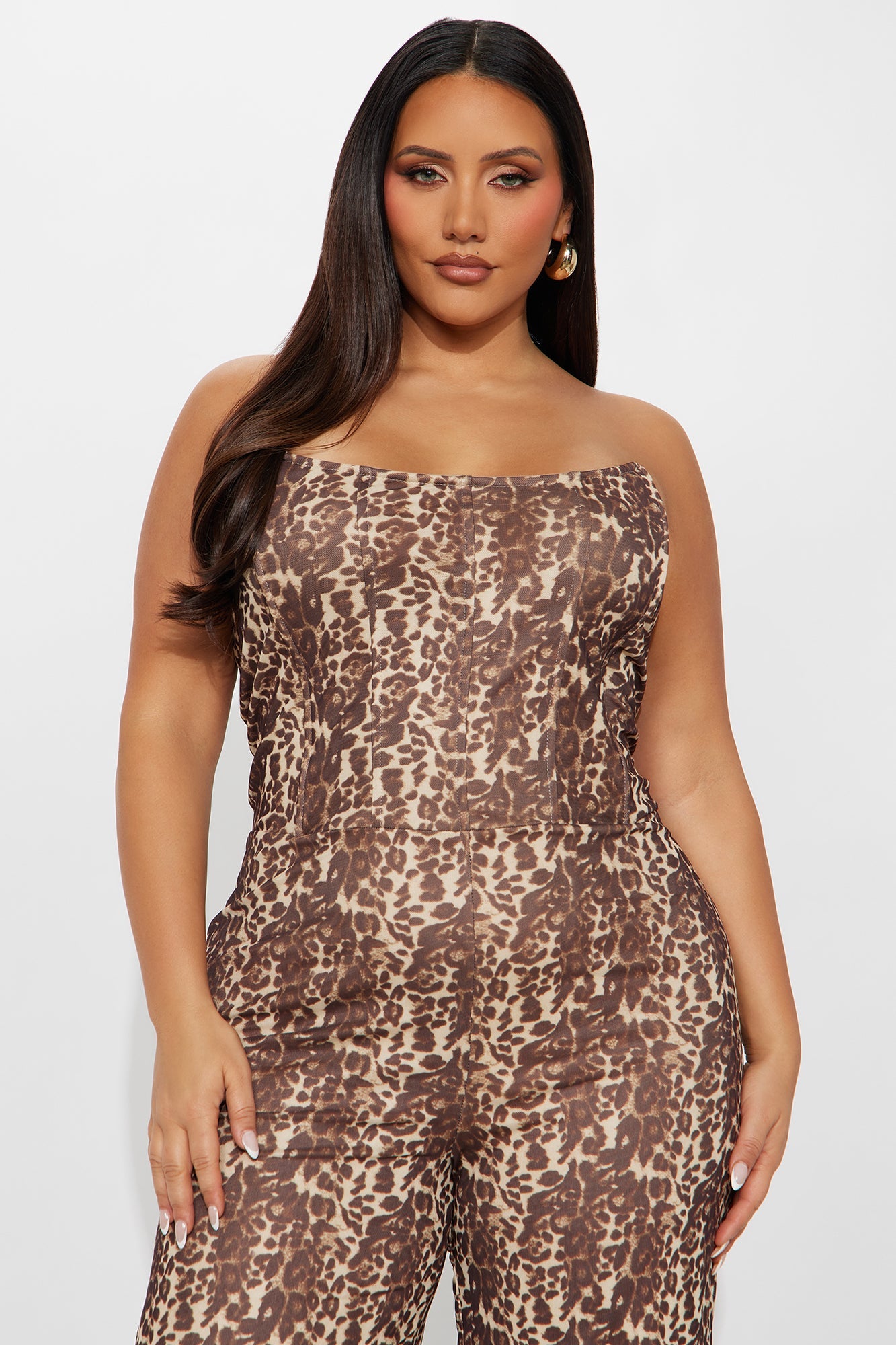 Leveling Up Leopard Print Corset Jumpsuit - Leopard