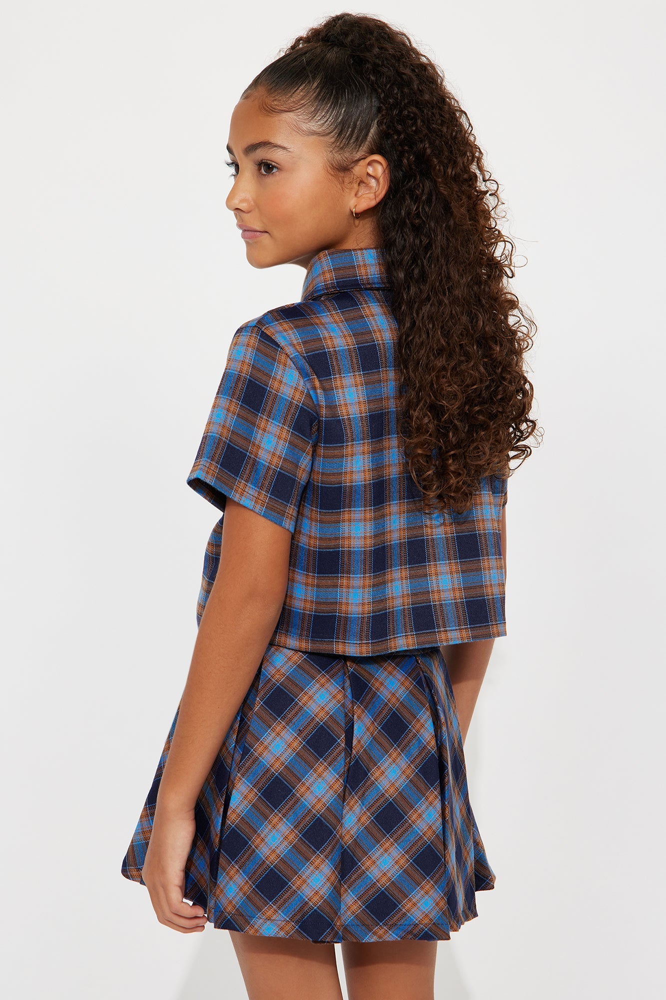 Mini Do The Math Plaid Skirt Set - Navy/combo