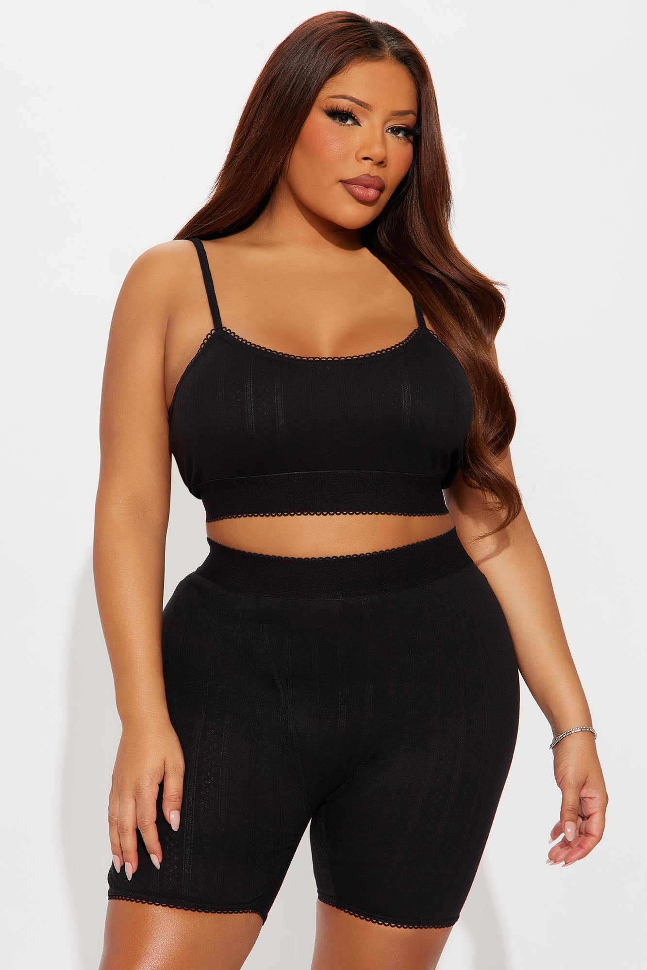 Stay Together Pointelle PJ Boxer Short Set - Black