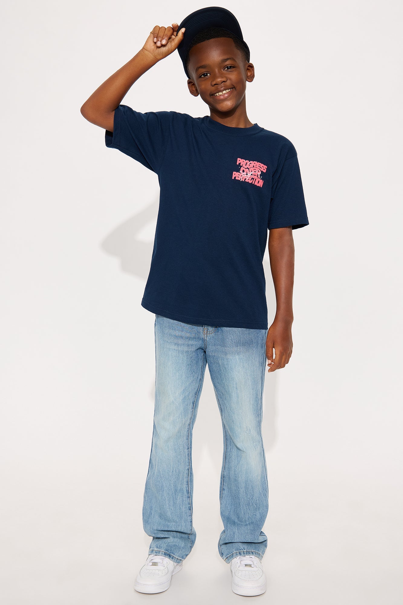 Mini Process Over Perfection Front/Back Short Sleeve Tee - Navy