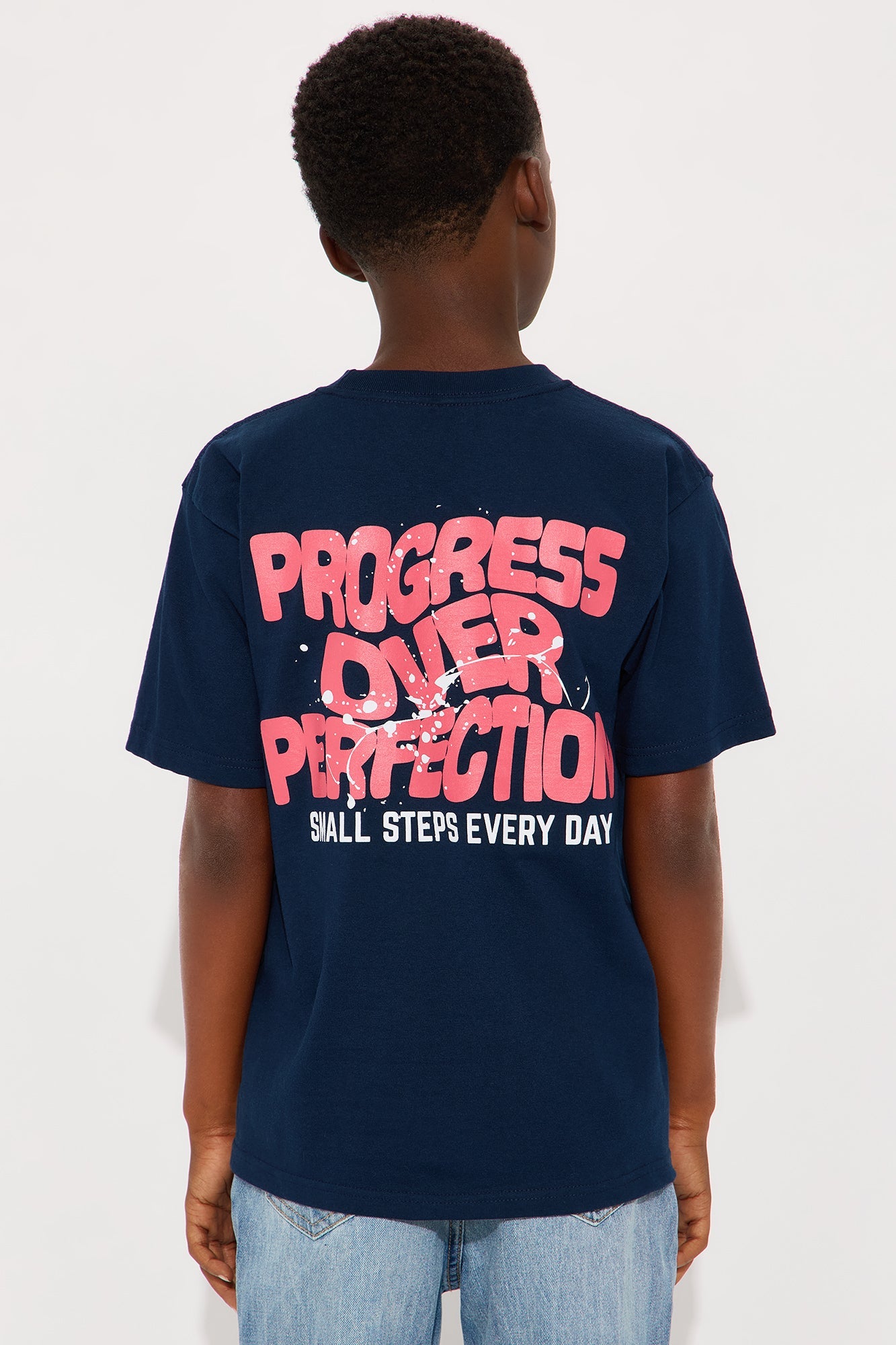 Mini Process Over Perfection Front/Back Short Sleeve Tee - Navy