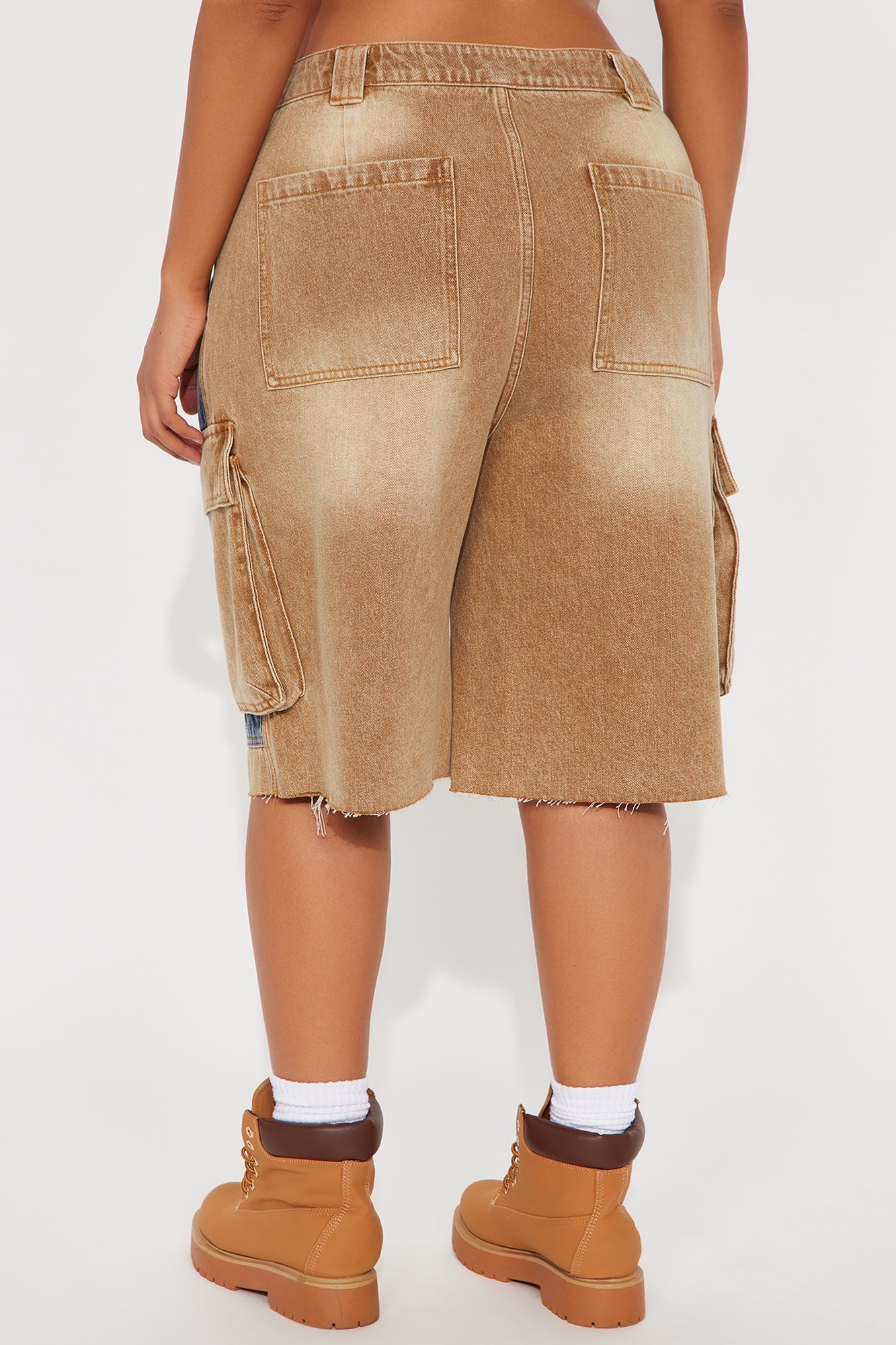 Sahara Cargo Denim Jorts - Tan/Multi