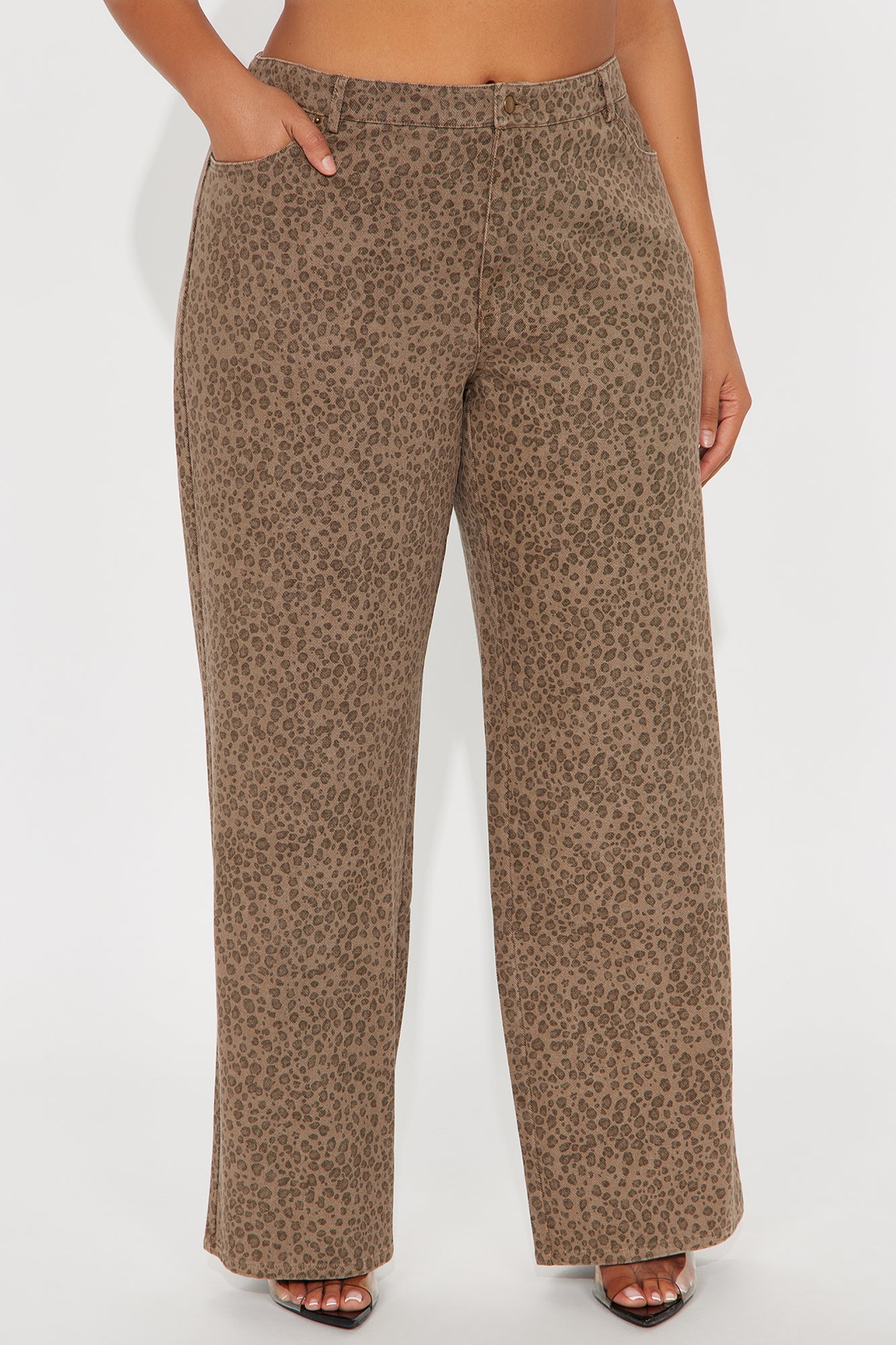 Lost Control Cheetah Wide Leg Pant - Brown
