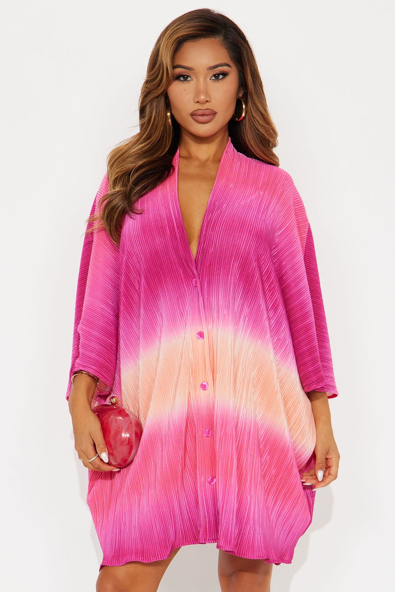 Isa Plisse Mini Dress - Multi Color