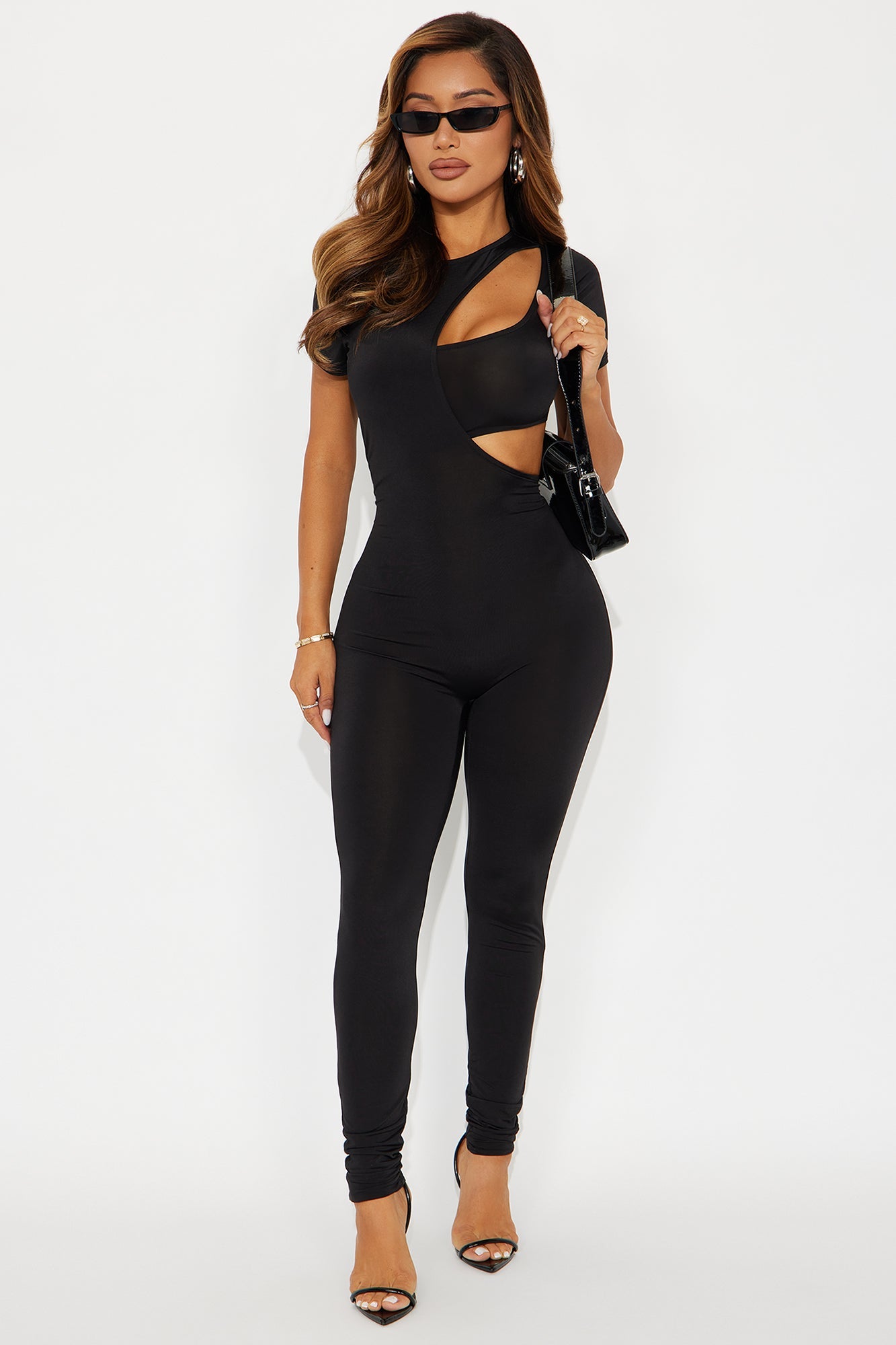 Pure Chaos Short Sleeve Skinny Jumpsuit - Black