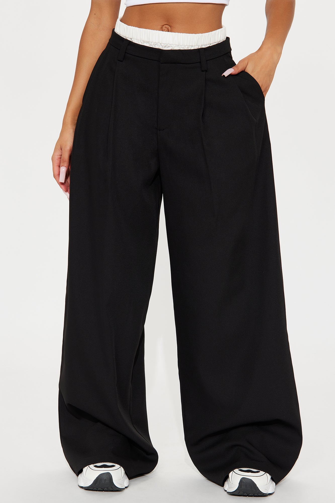 Setting Goals Double Waistband Trouser - Black