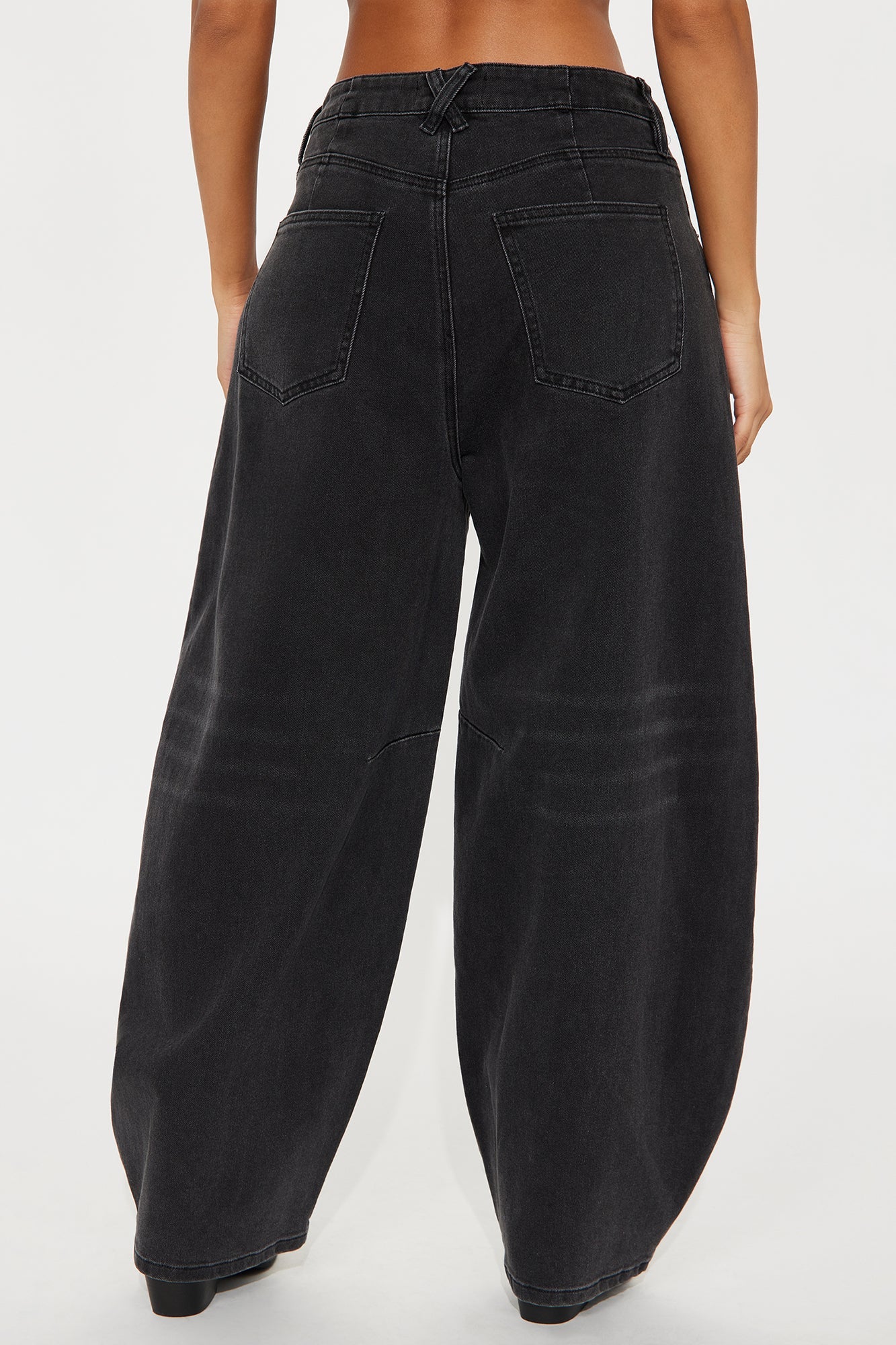Checked Out Barrel Leg Jeans - Black Wash