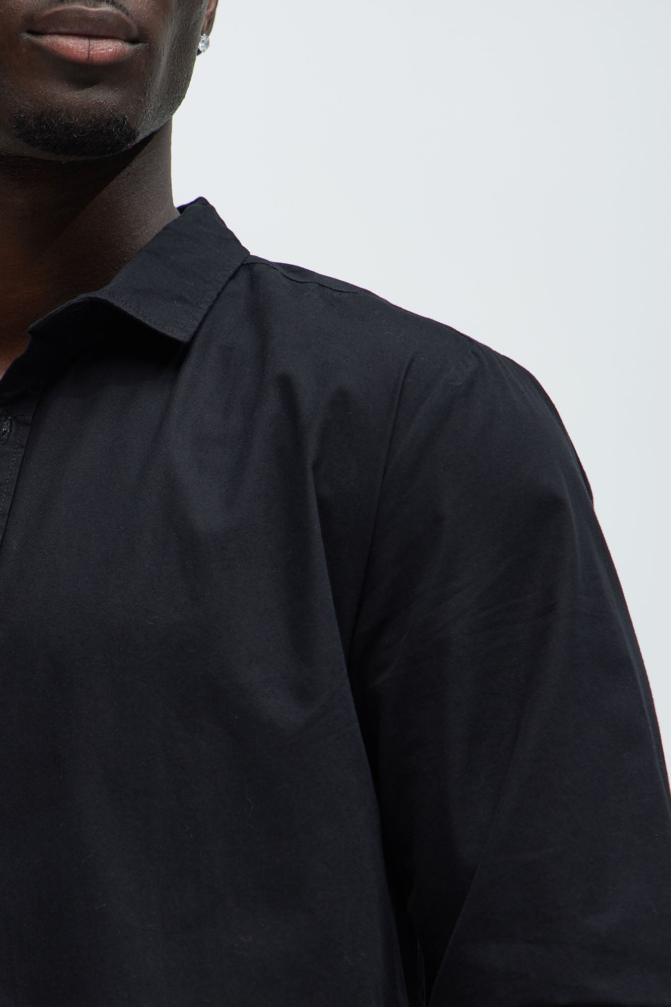 Ryland Cotton Long Sleeve Button Up Shirt - Black