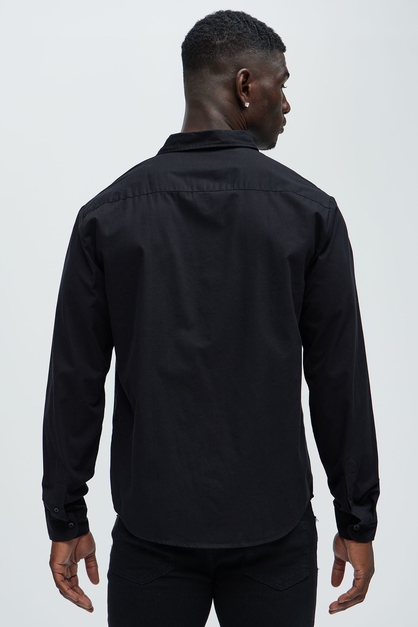 Ryland Cotton Long Sleeve Button Up Shirt - Black