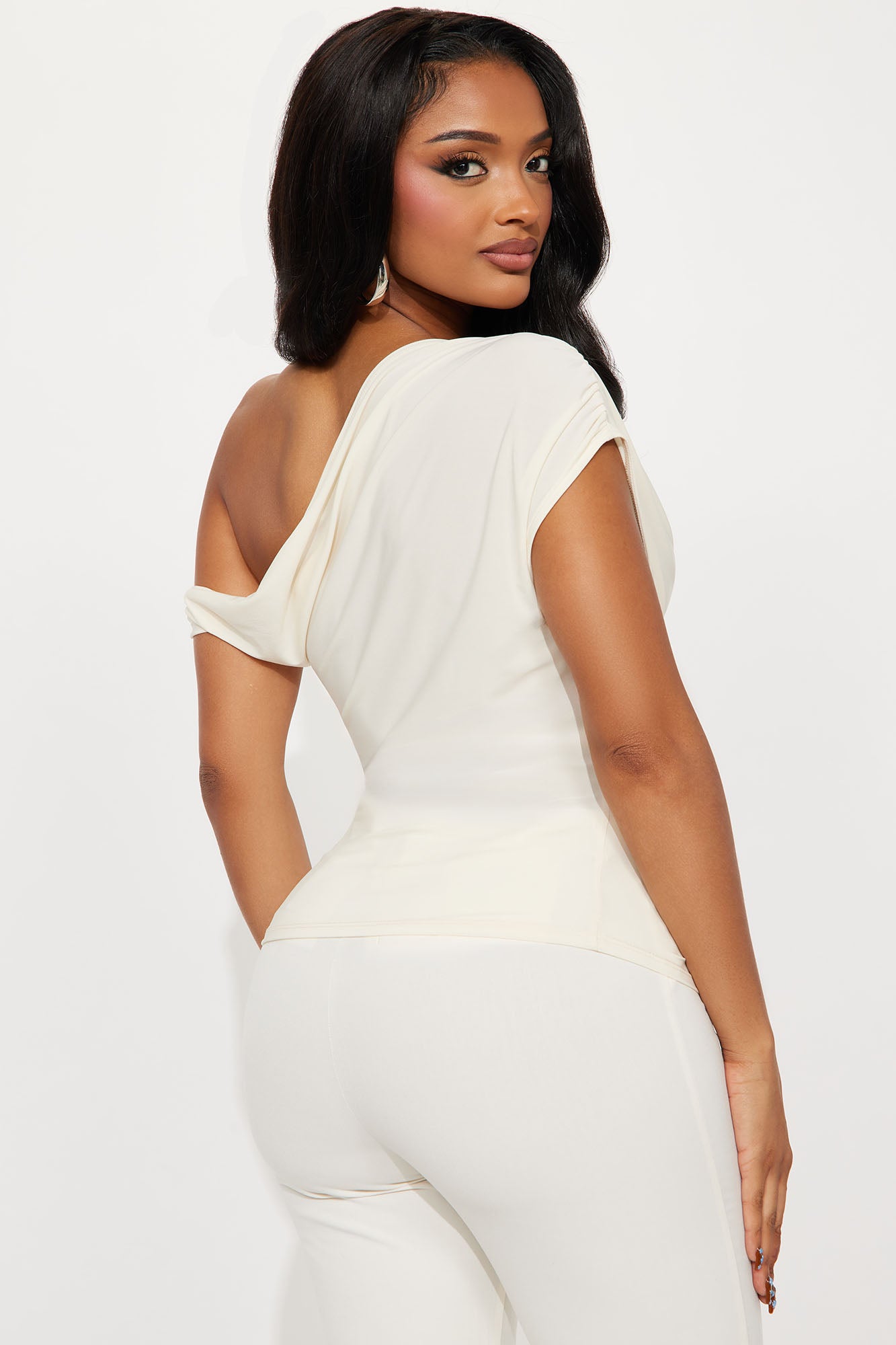 Lucina Ruched Off Shoulder Top - Cream