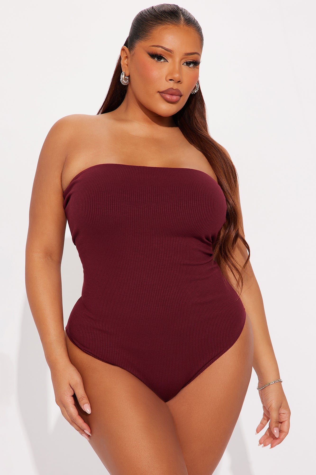 Demi Double Lined Tube Bodysuit - Burgundy