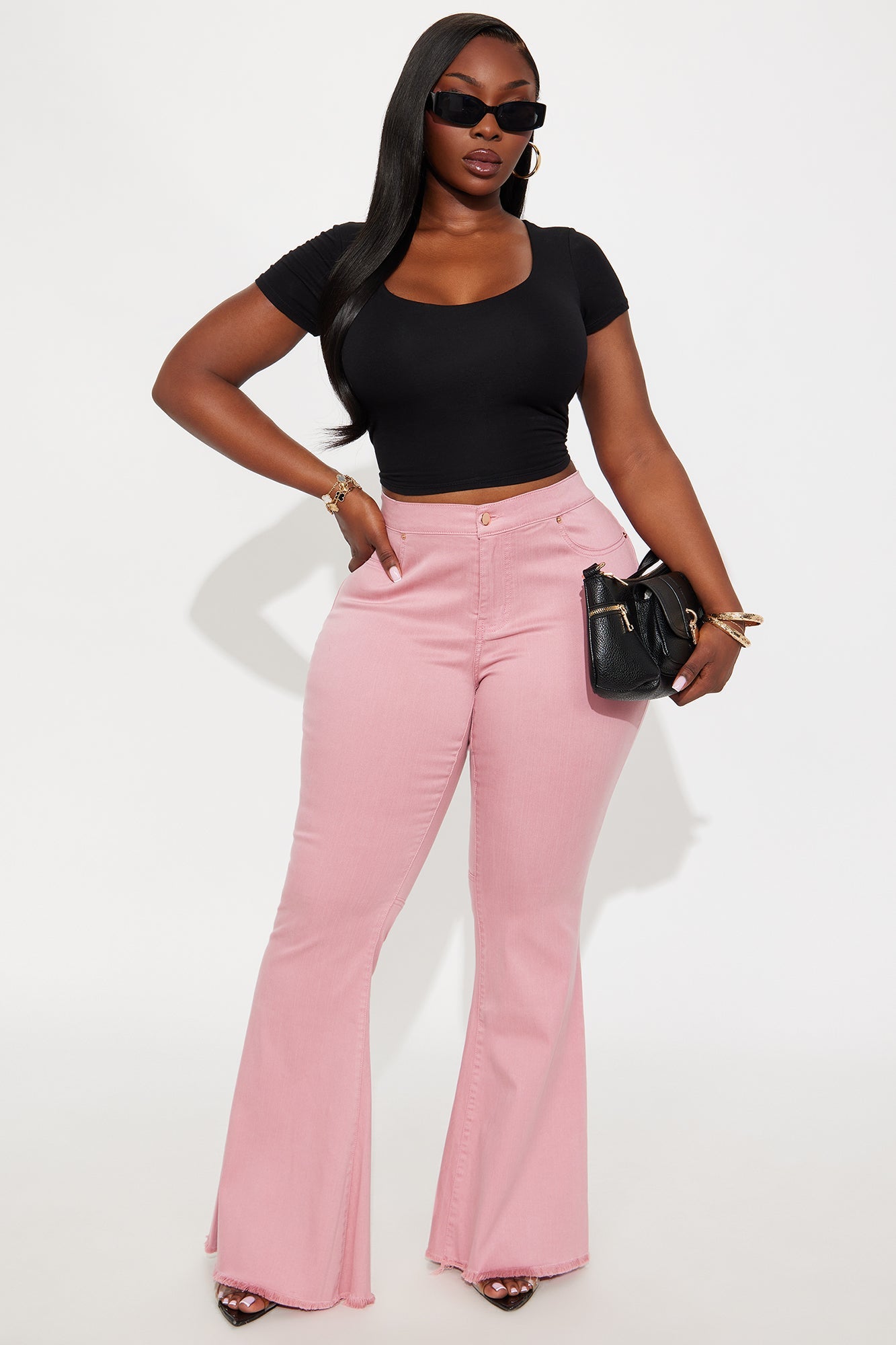Secret Revealed Low Rise Flare Jeans - Mauve