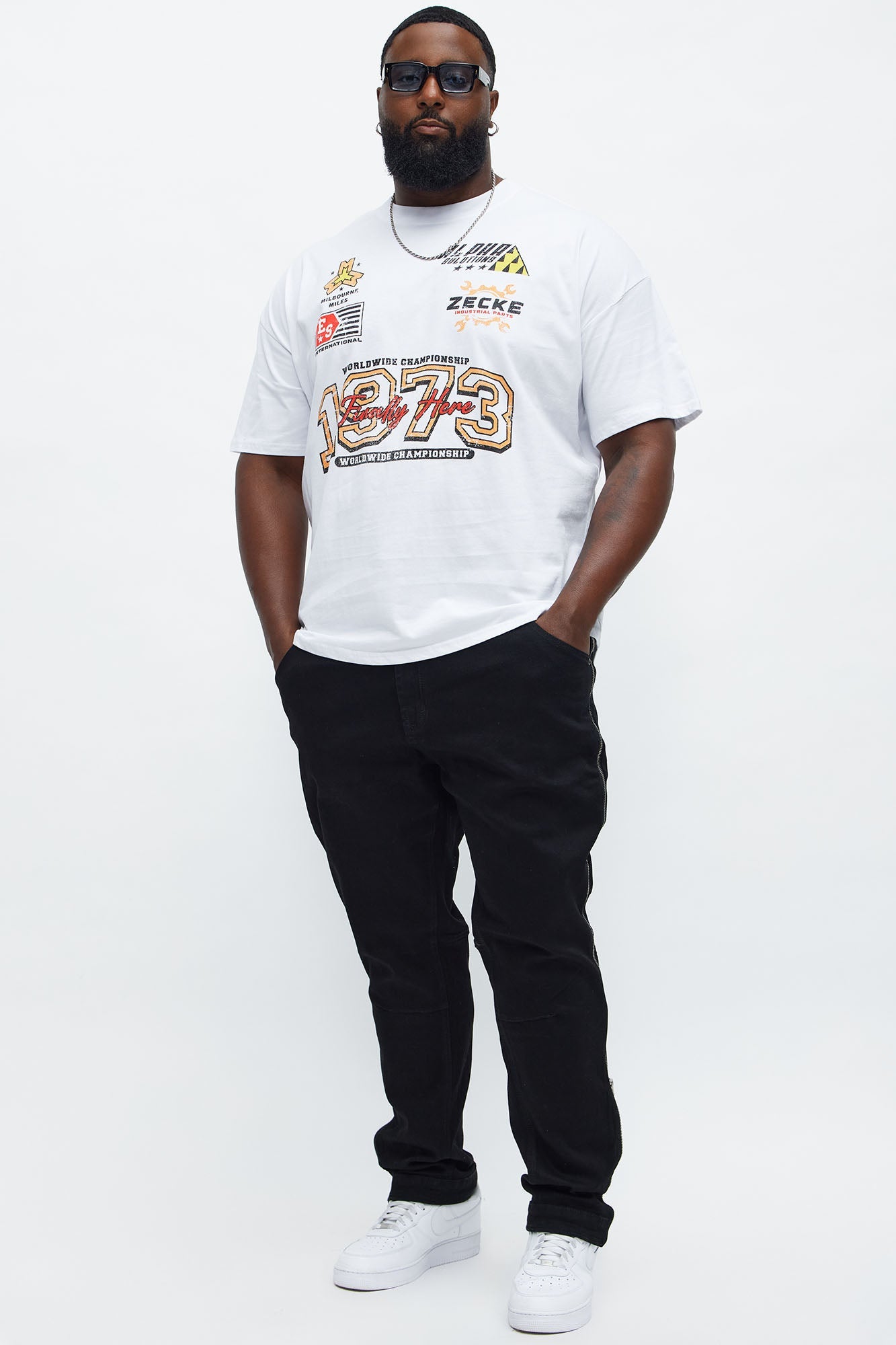 NYC Track Oversized Short Sleeve Tee - White