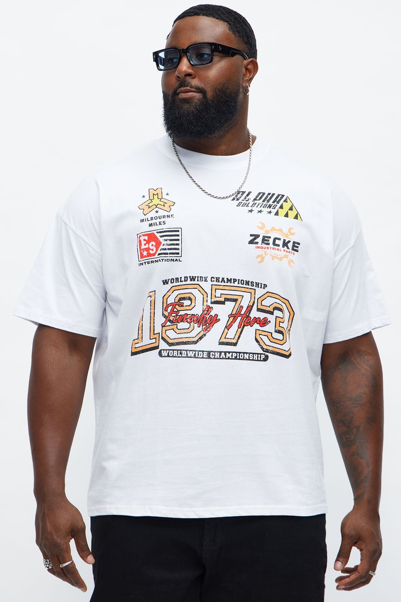 NYC Track Oversized Short Sleeve Tee - White