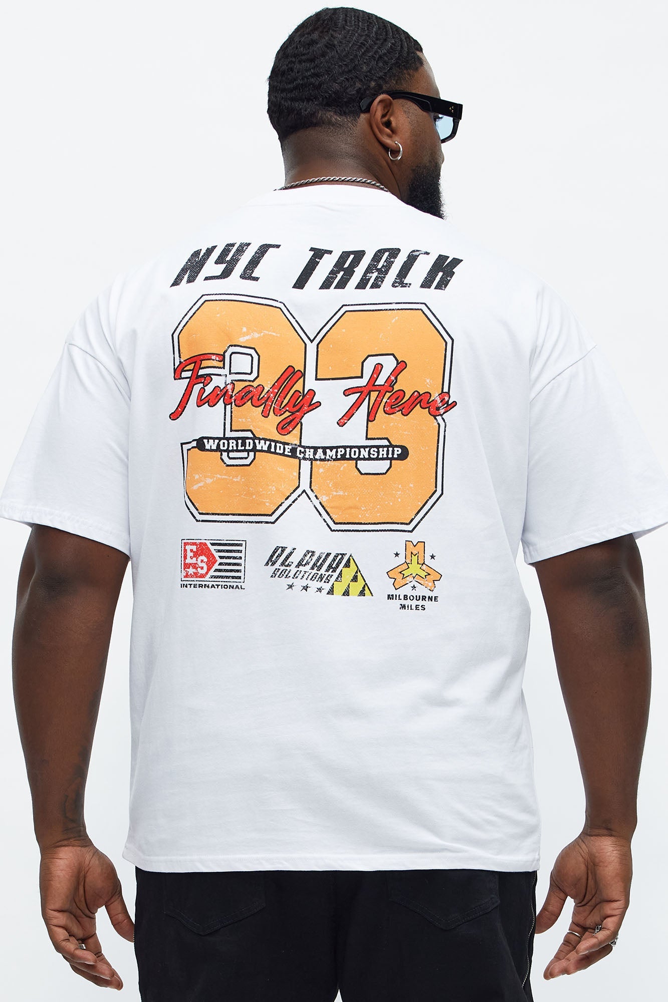 NYC Track Oversized Short Sleeve Tee - White