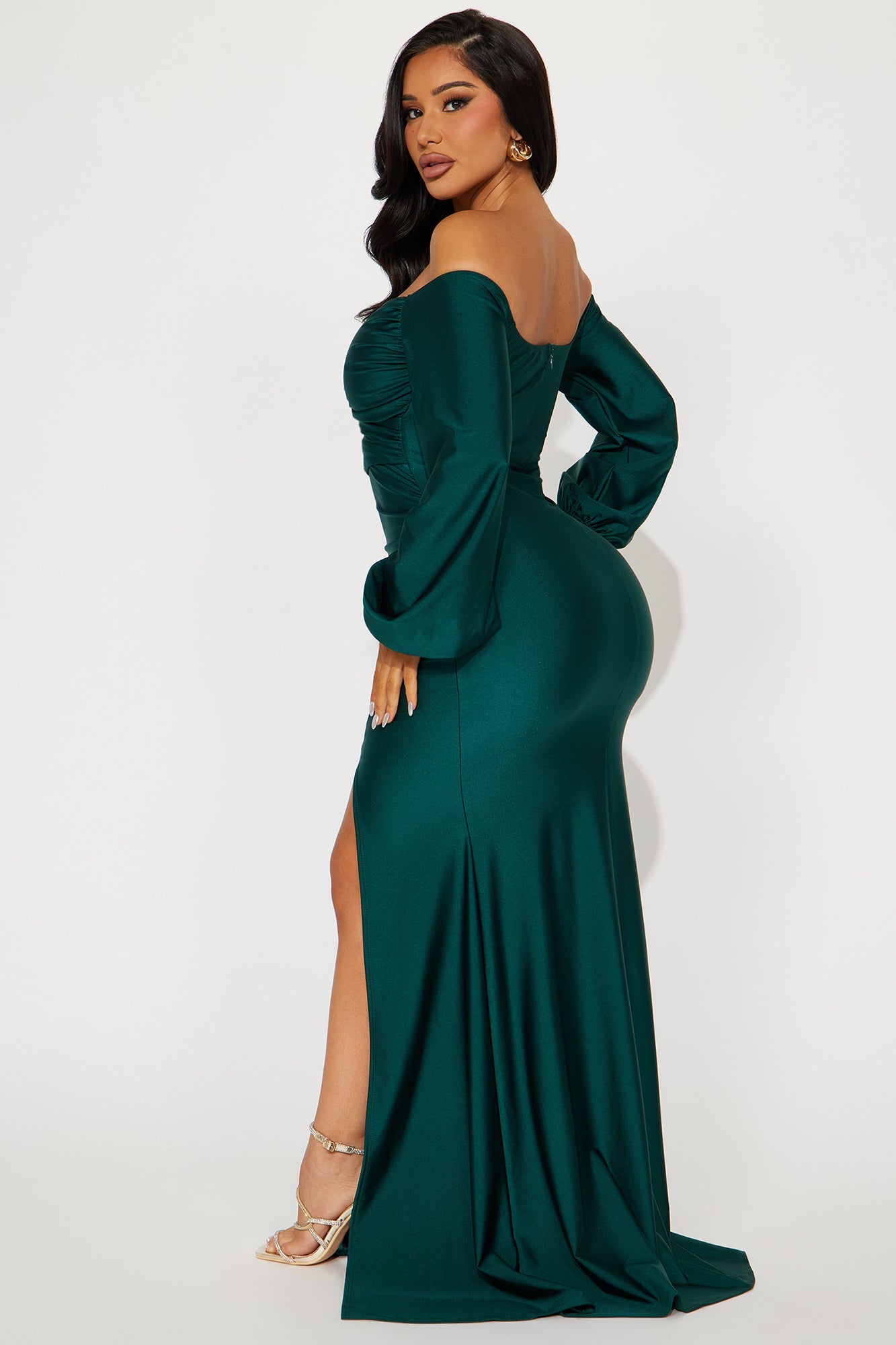 Denise Off Shoulder Maxi Dress - Hunter