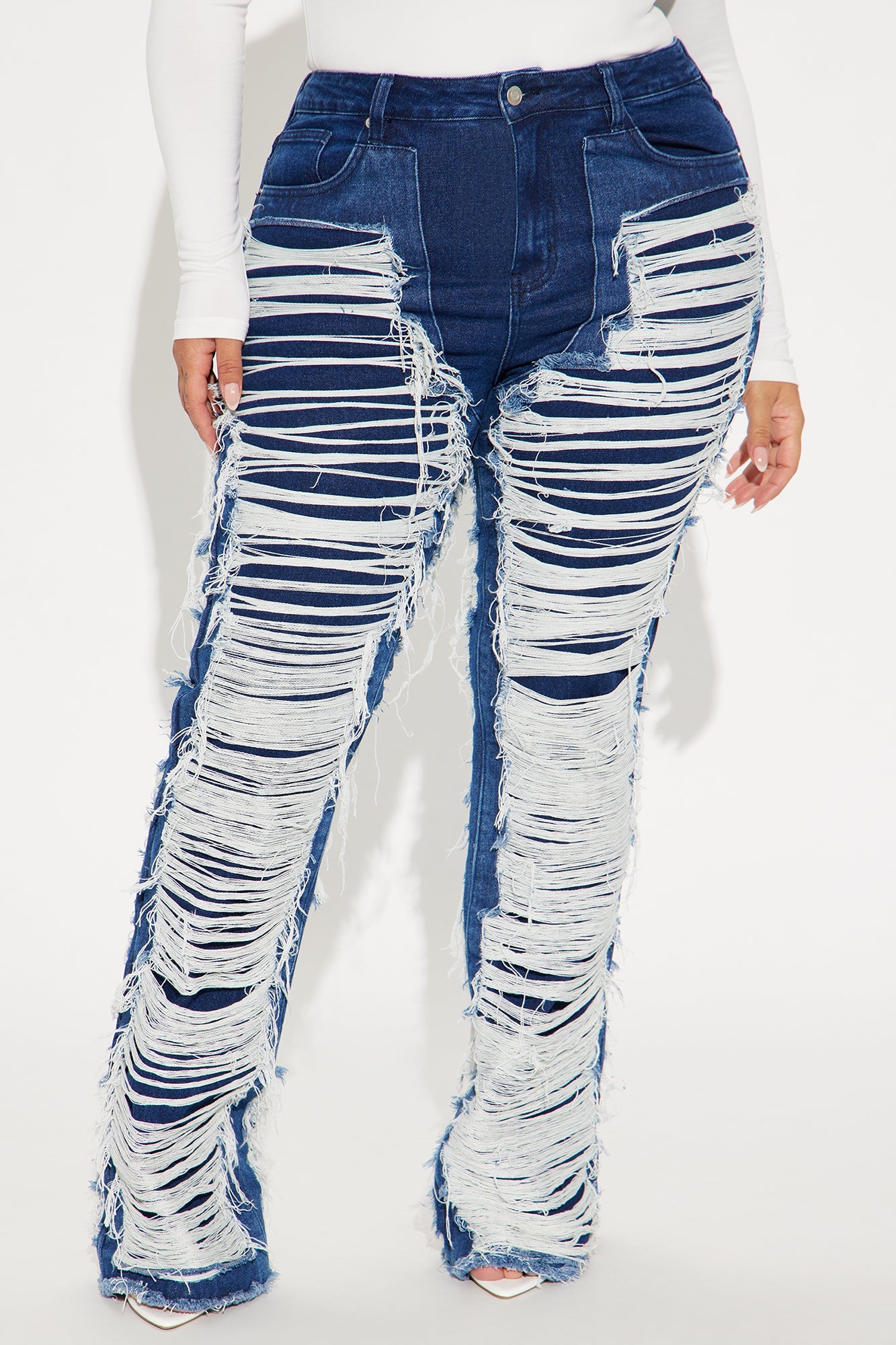 Know The Drill Shredded Bootcut Jeans - Dark Wash