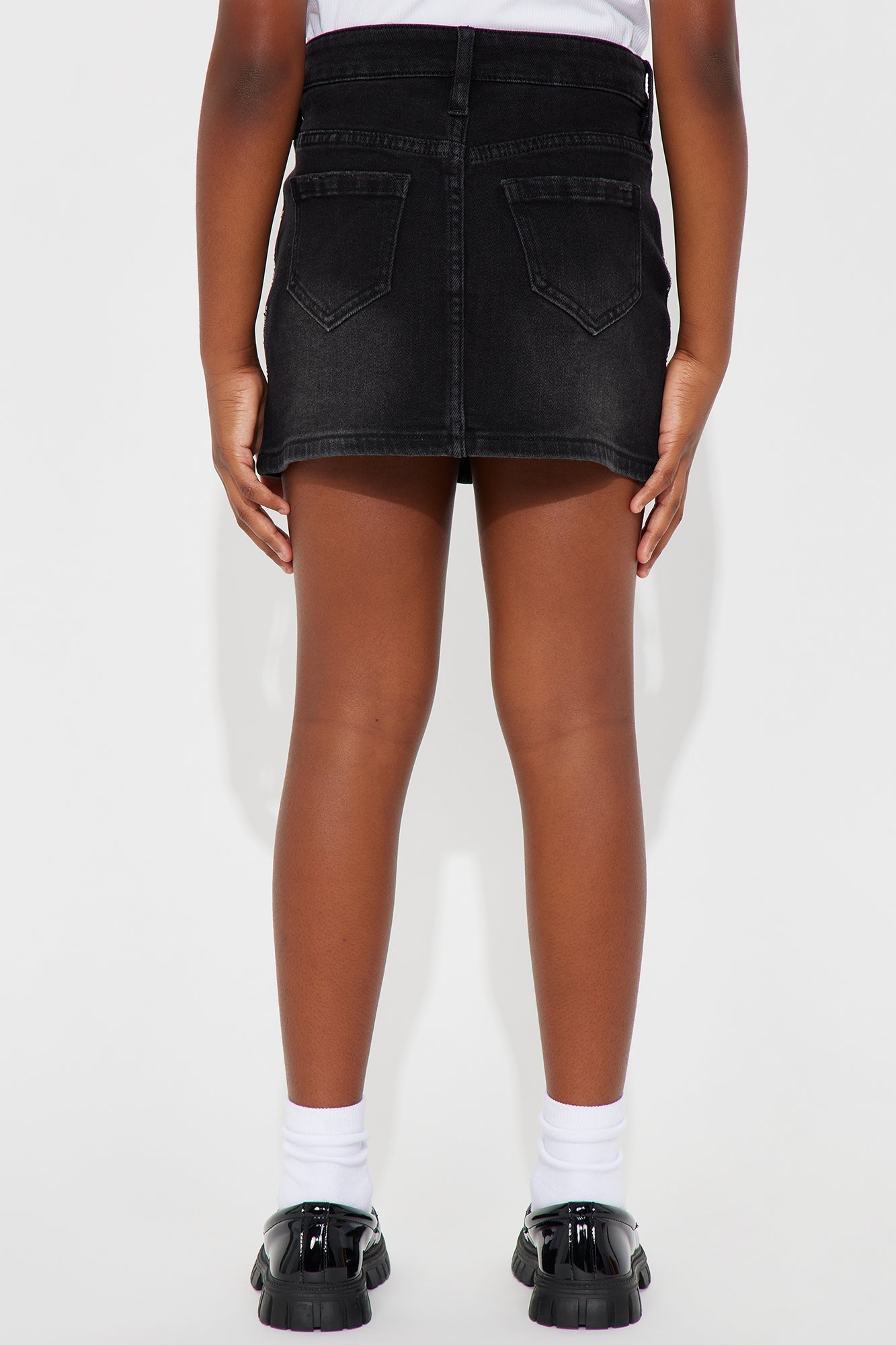 Mini Gals Night Embellished Denim Mini Skirt - Black