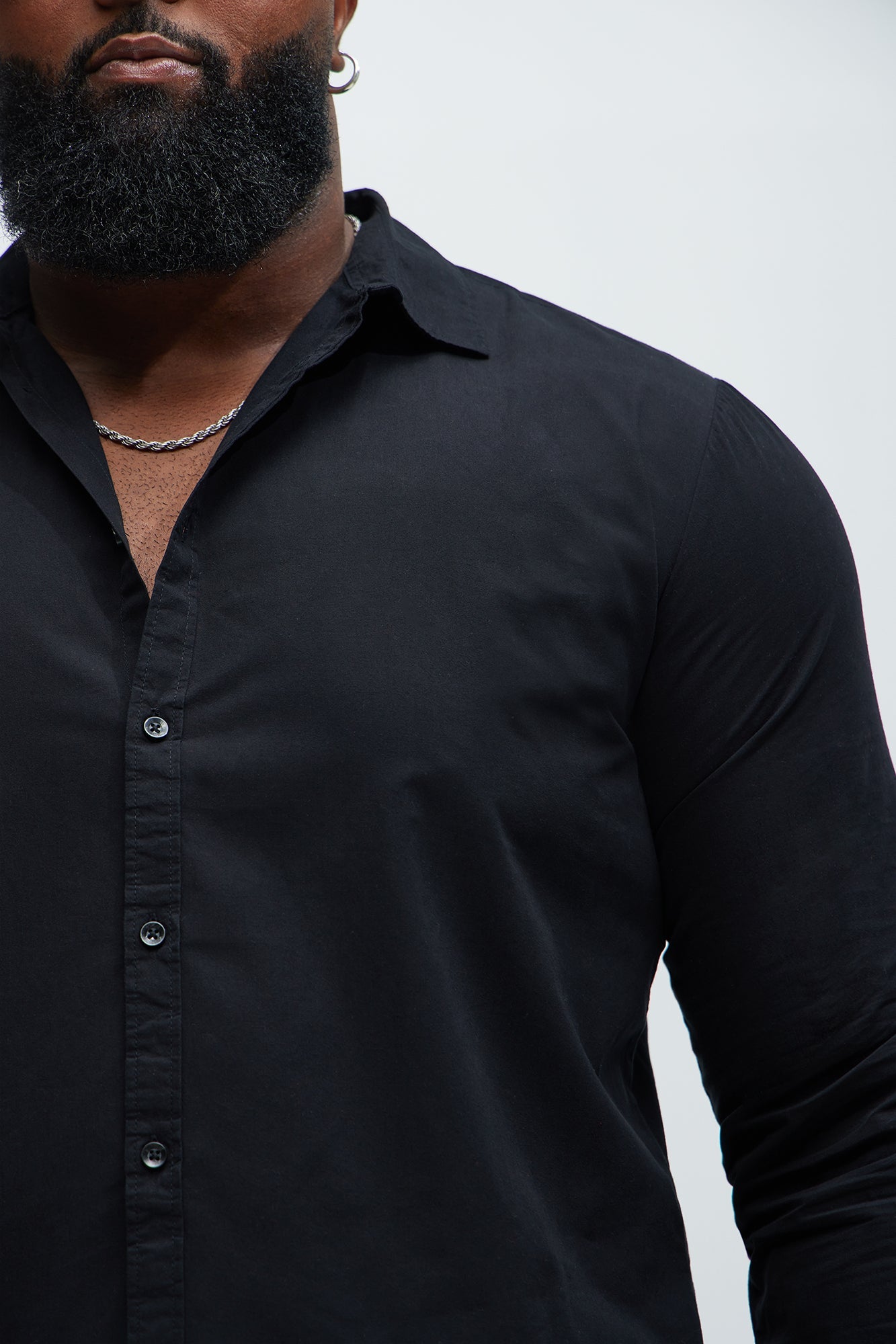 Ryland Cotton Long Sleeve Button Up Shirt - Black