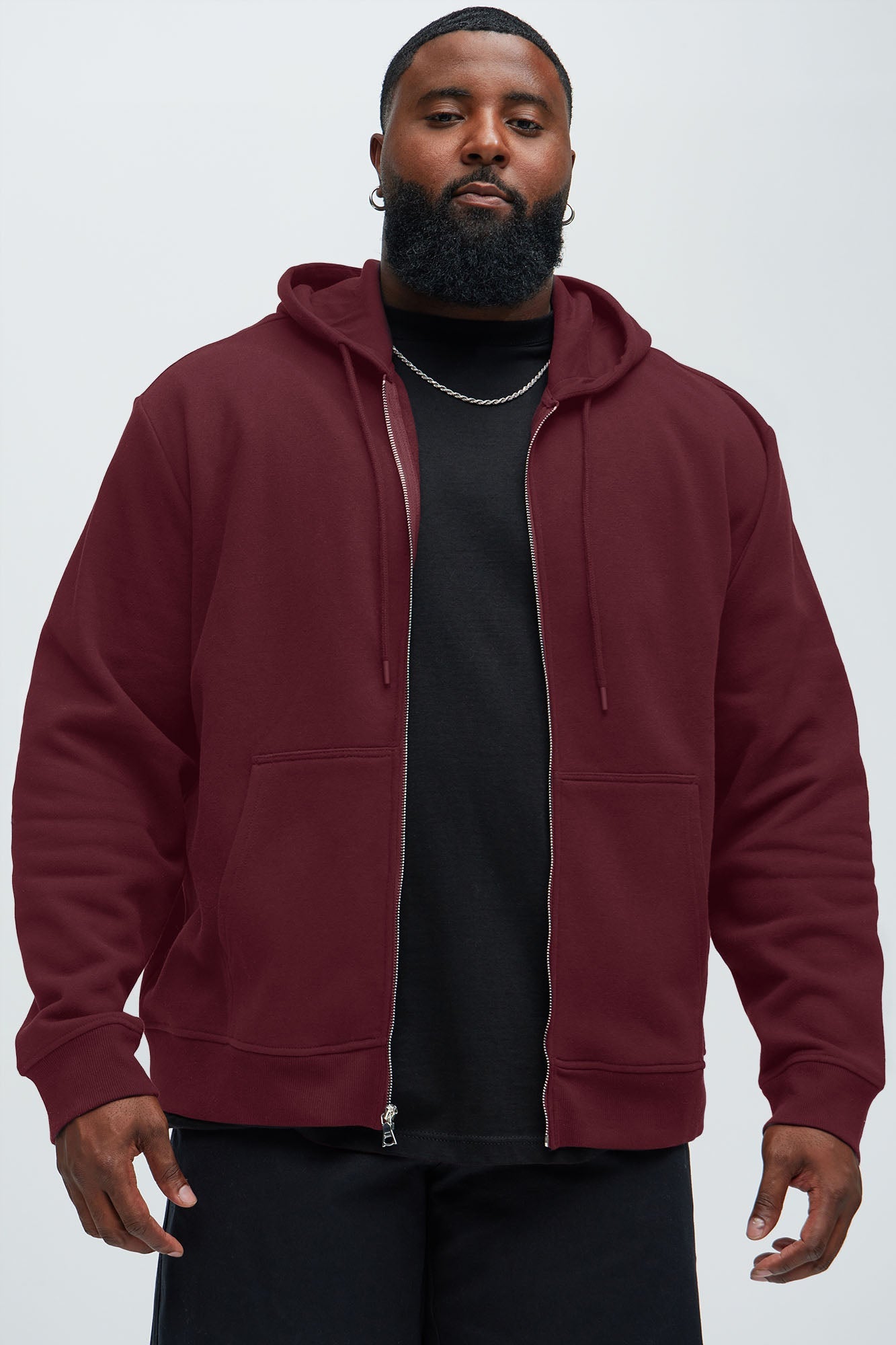 Tyson Zip Up Hoodie - Burgundy