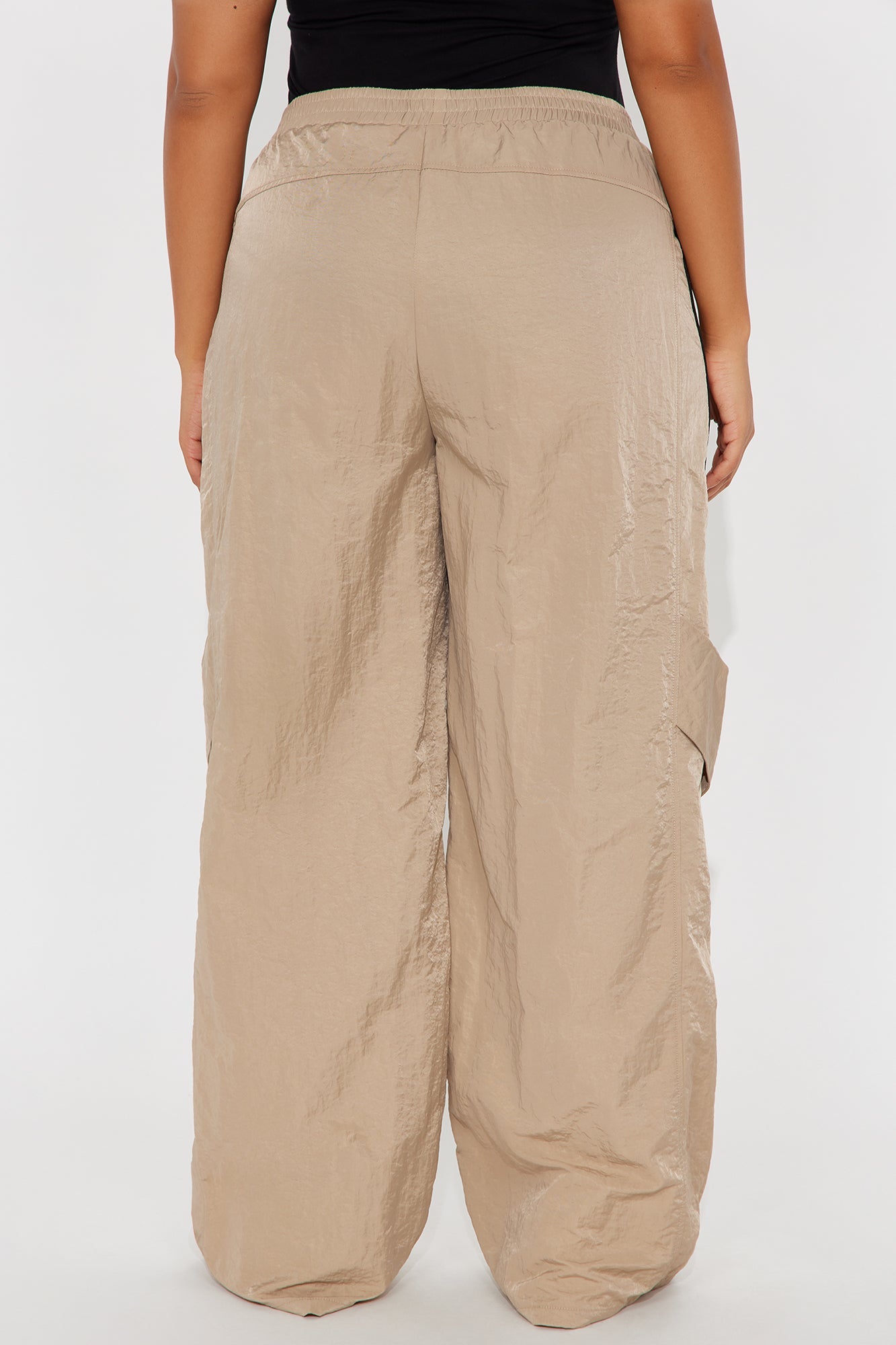 Eliza Windbreaker Wide Leg Track Pant - Beige