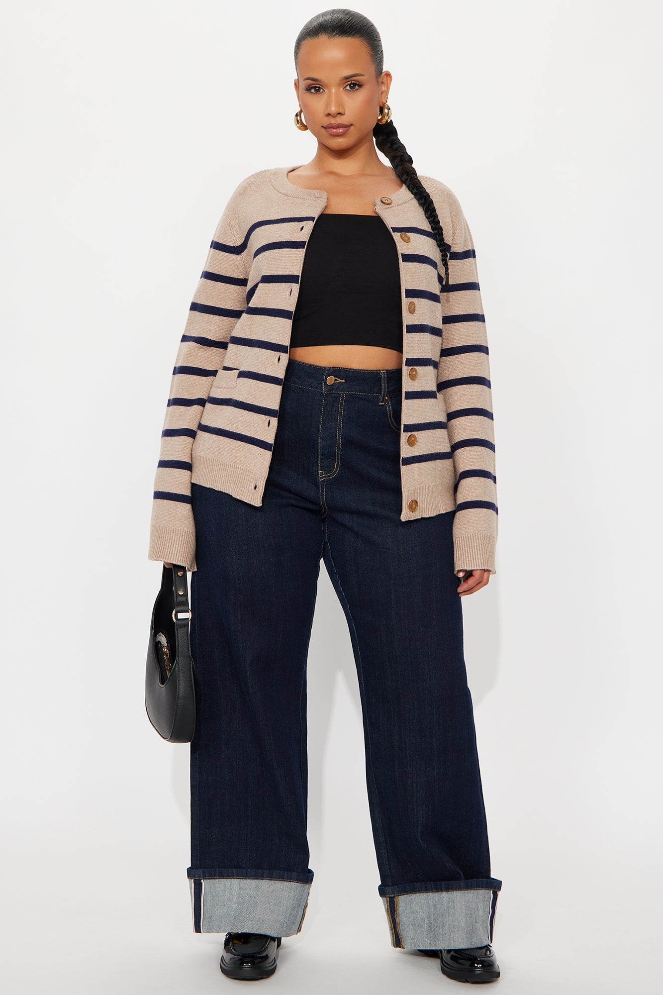 Grace Bell Sleeve Cardigan - Taupe/combo