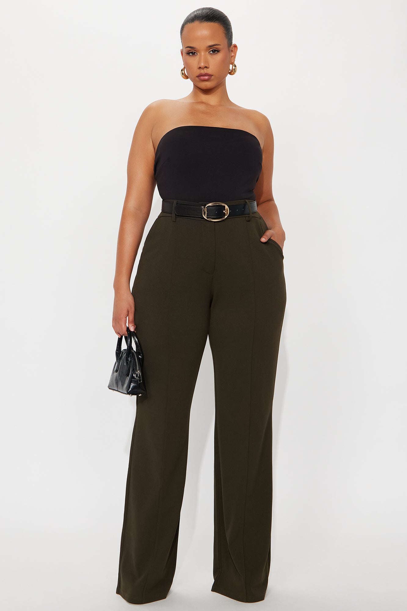 Tall Heidi Wide Leg Trouser Pant - Olive
