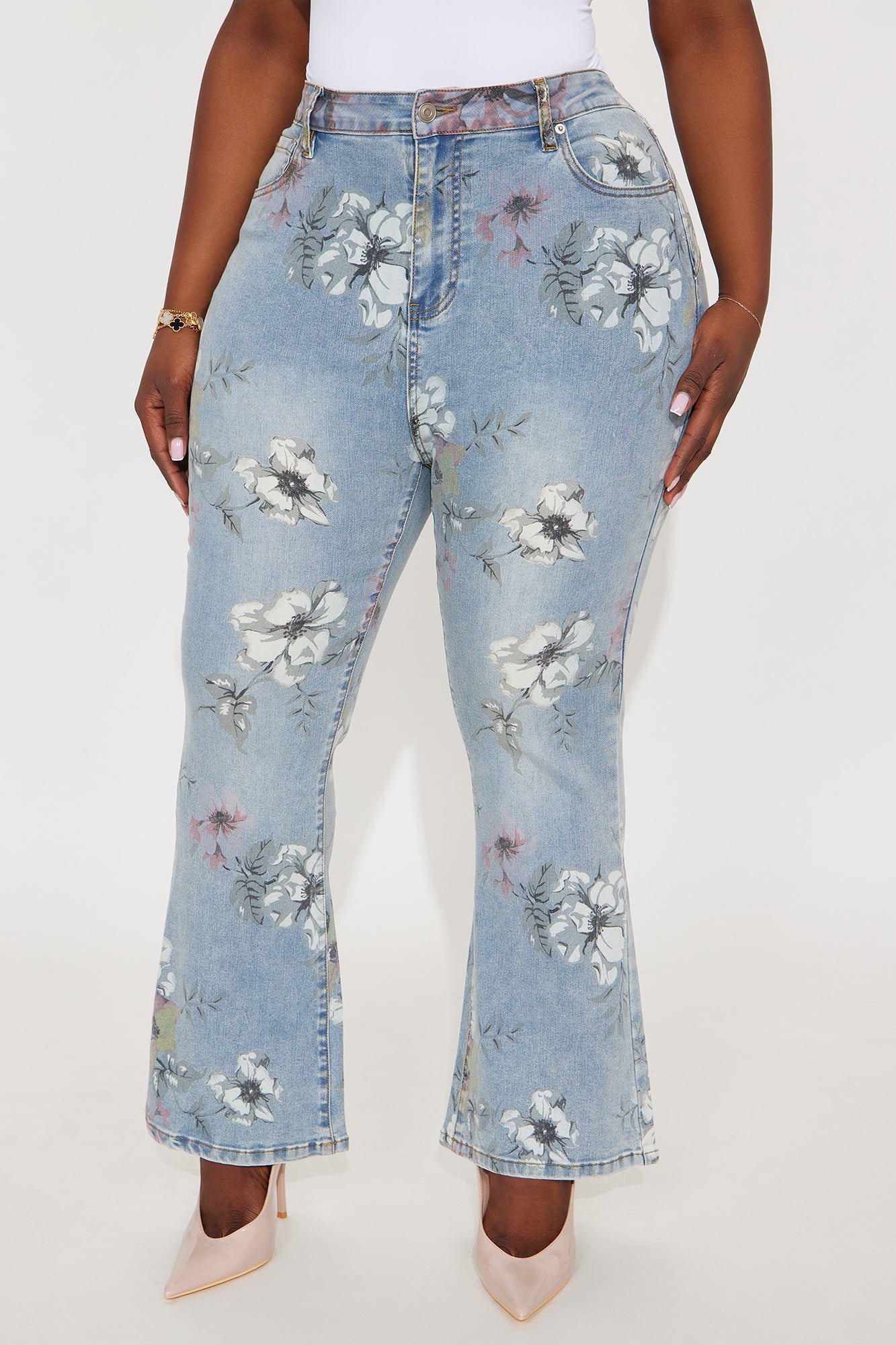 Let It Grow High Rise Flare Jeans - Light Wash