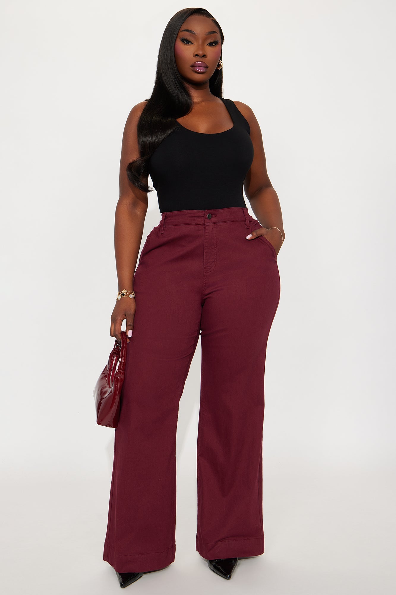 Margot Classic Color Trouser Jean - Burgundy