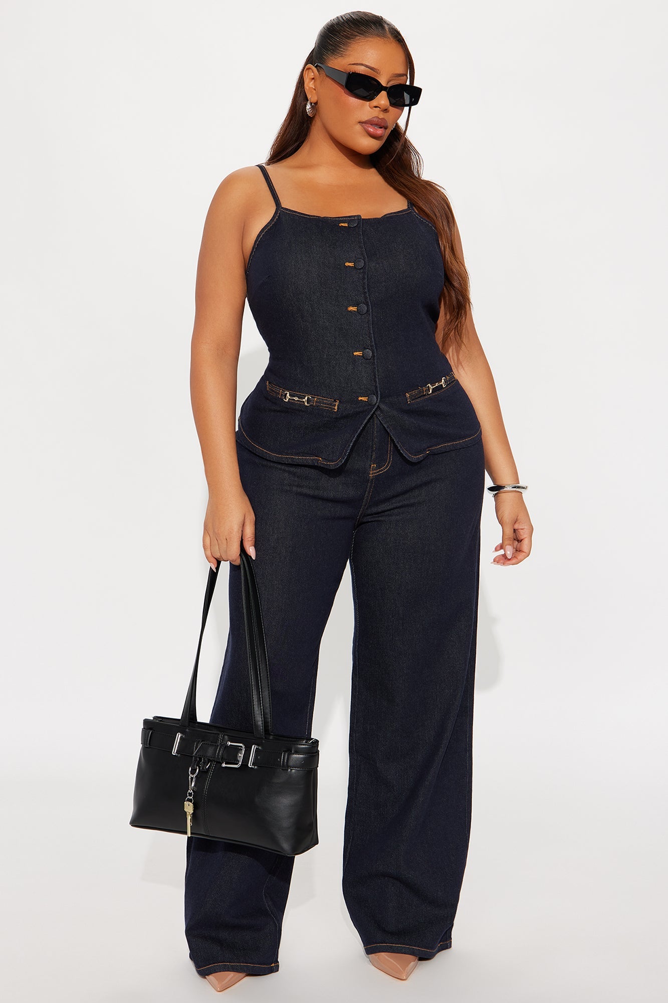 Minimal Behavior Stretch Denim Pant Set - Dark Wash