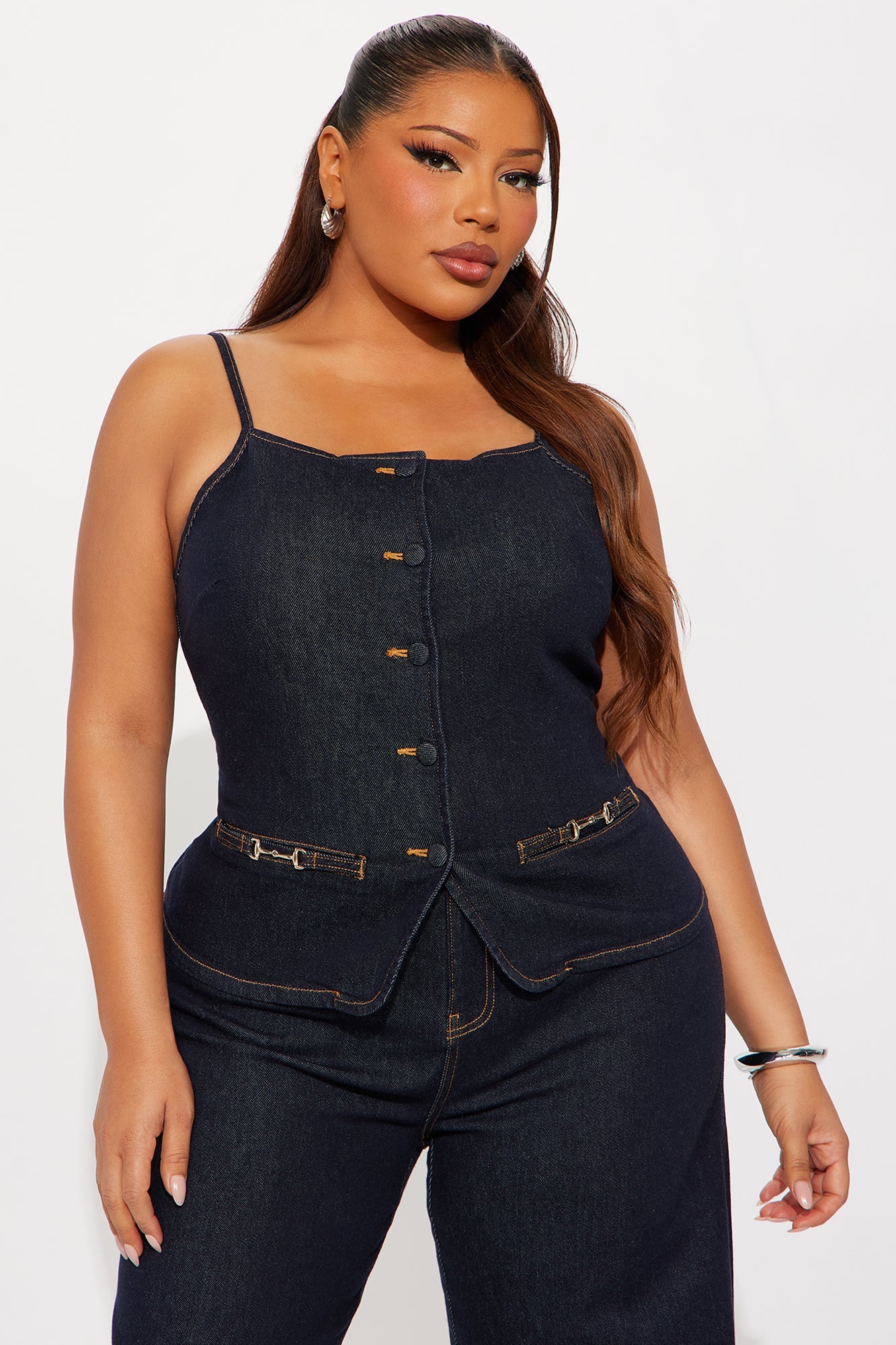 Minimal Behavior Stretch Denim Pant Set - Dark Wash